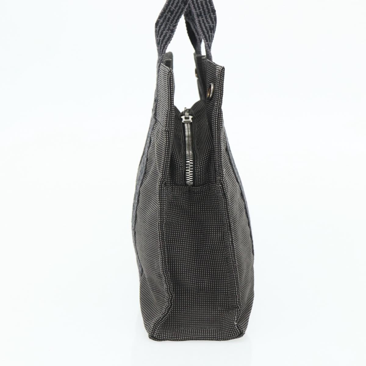 HERMES Her LinePM Hand Bag Canvas Gray Silver Auth 179763A