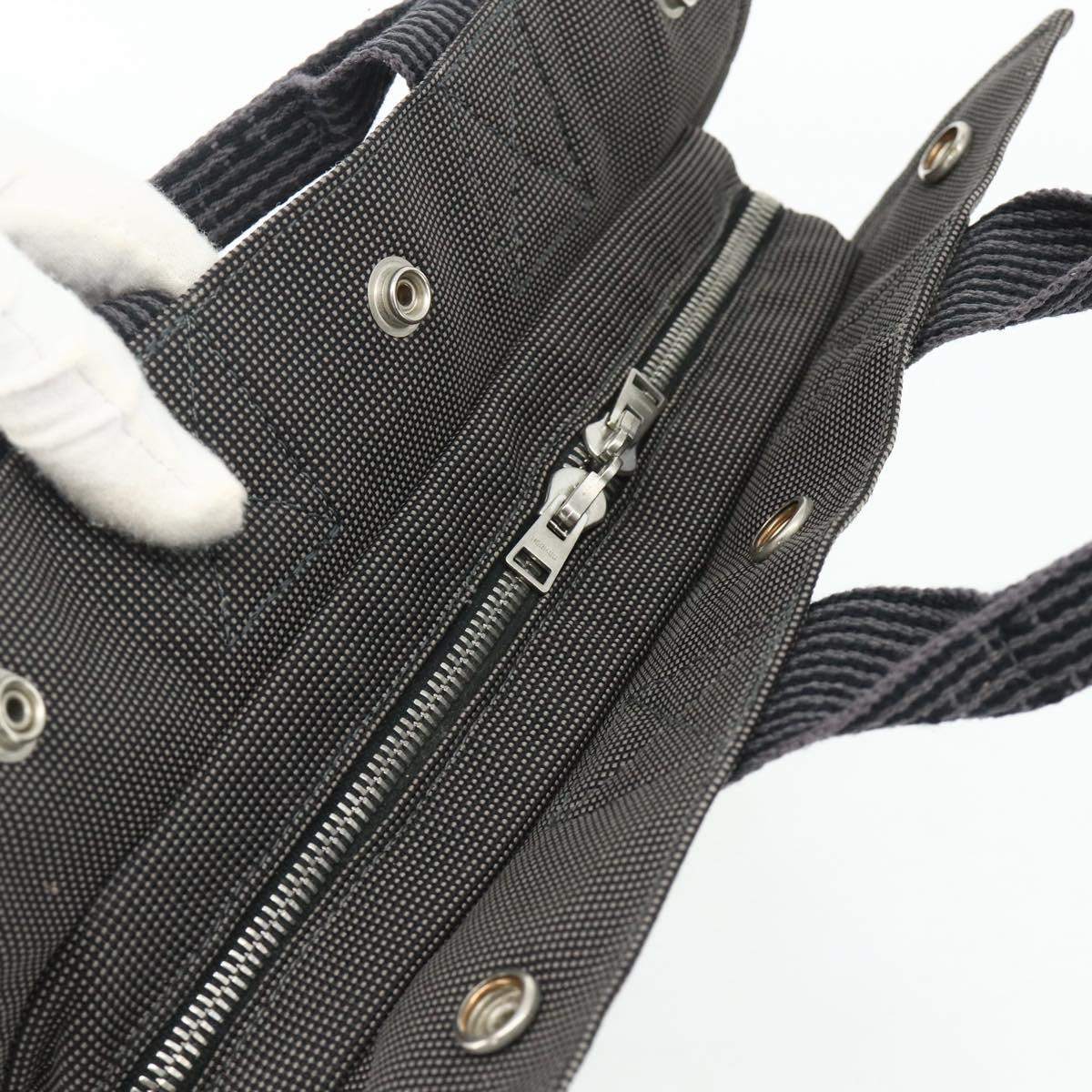 HERMES Her LinePM Hand Bag Canvas Gray Silver Auth 179763A