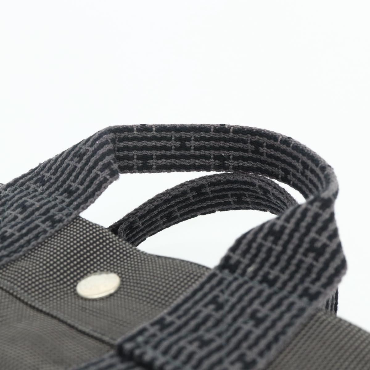 HERMES Her LinePM Hand Bag Canvas Gray Silver Auth 179763A