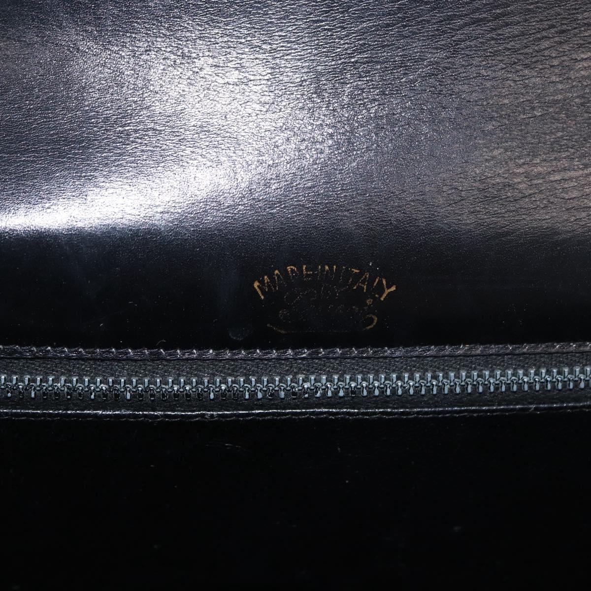 GUCCI Horsebit Web Sherry Line Shoulder Bag Leather Black Gold Auth 179764