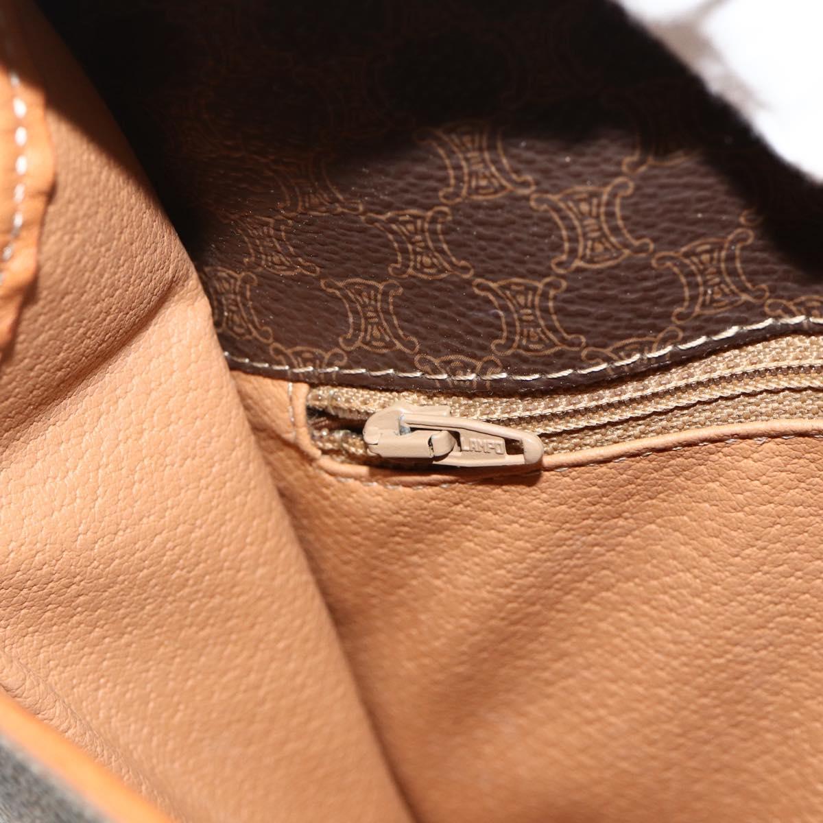 CELINE Macadam Canvas Shoulder Bag PVC Leather Brown Gold Auth 179765A