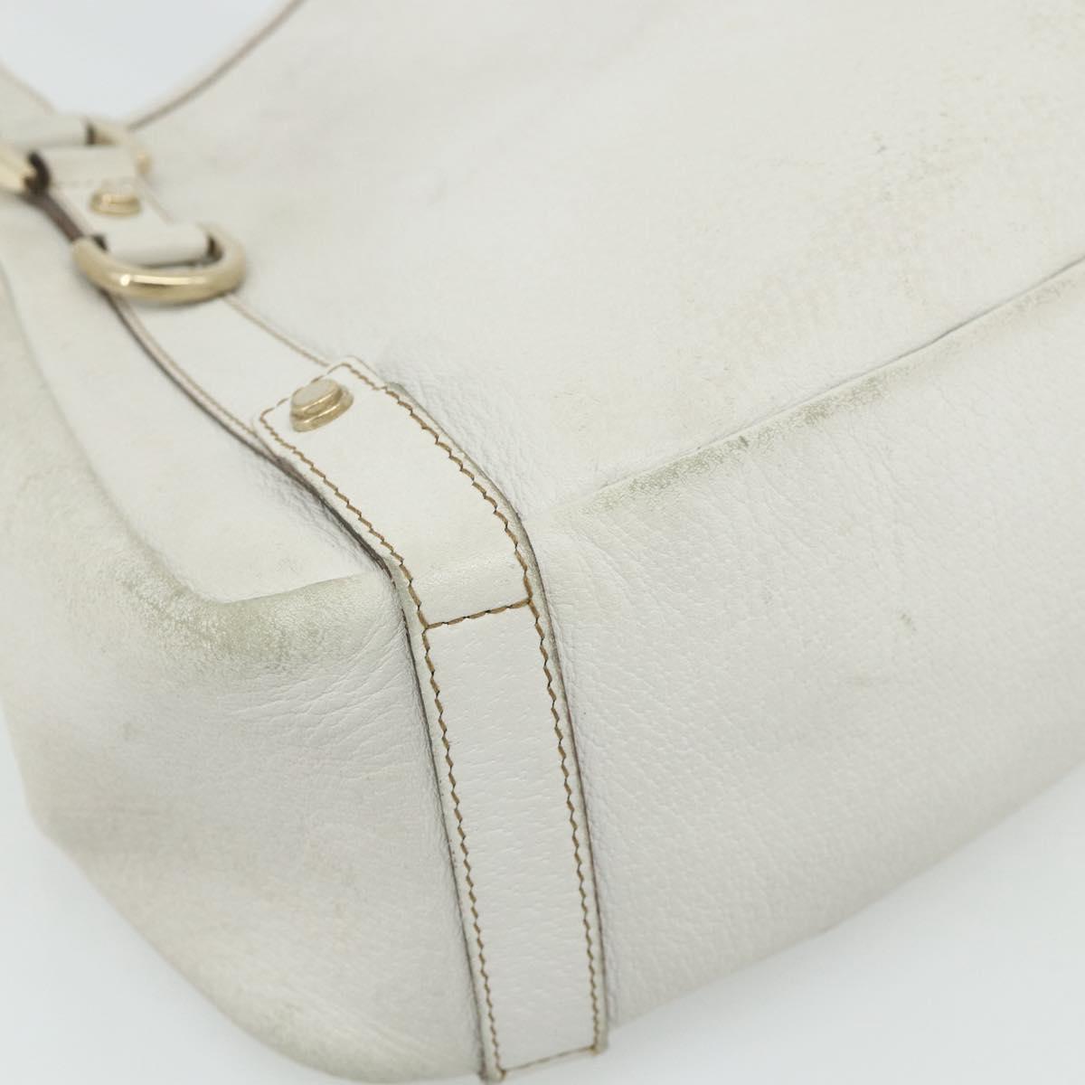 GUCCI Abbey Tote Bag Leather White Gold 130736 Auth 179766A