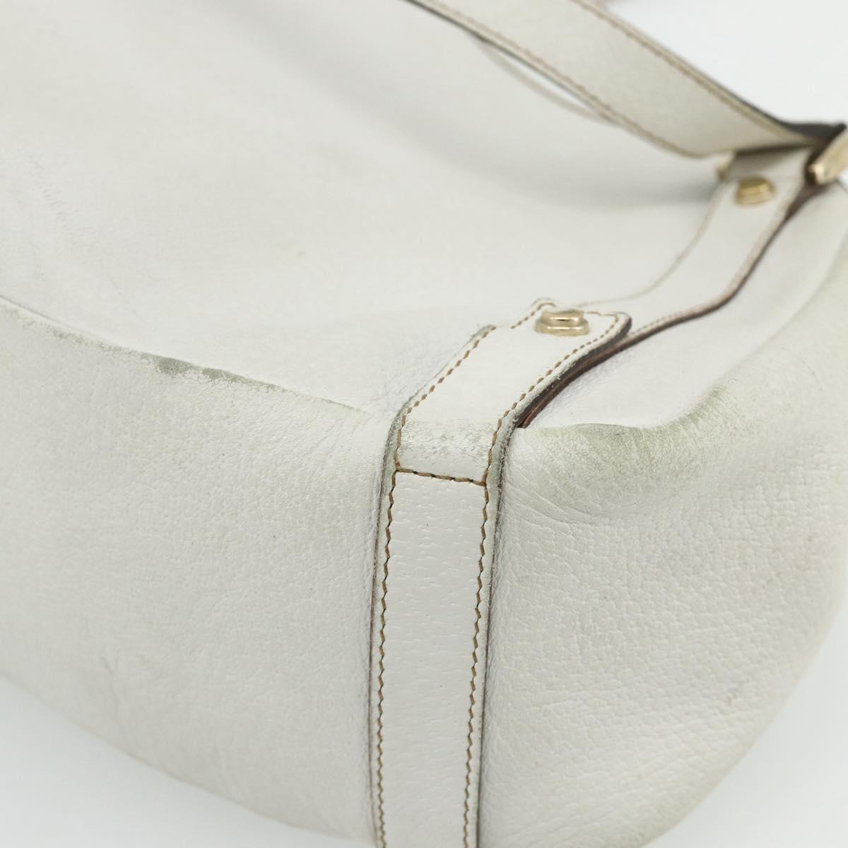 GUCCI Abbey Tote Bag Leather White Gold 130736 Auth 179766A