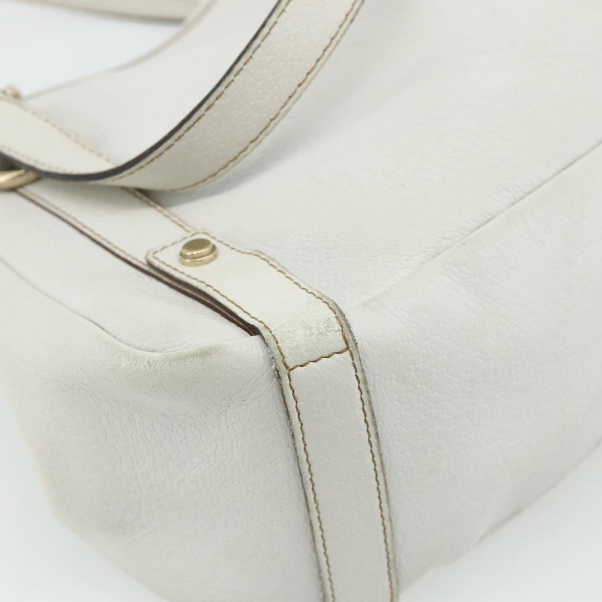 GUCCI Abbey Tote Bag Leather White Gold 130736 Auth 179766A