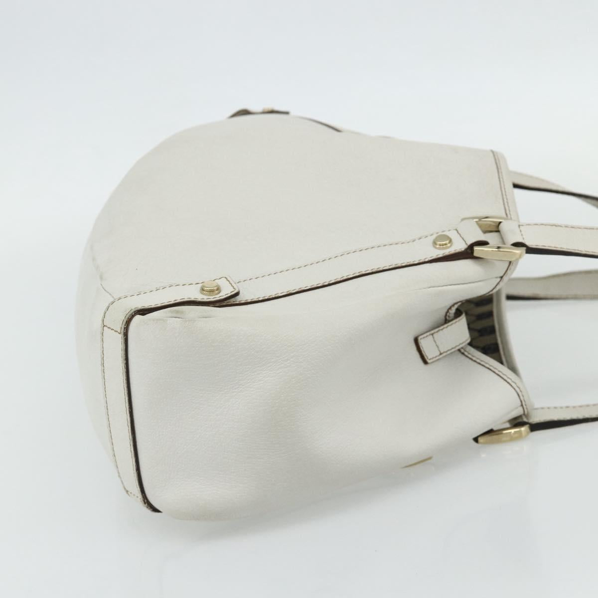 GUCCI Abbey Tote Bag Leather White Gold 130736 Auth 179766A
