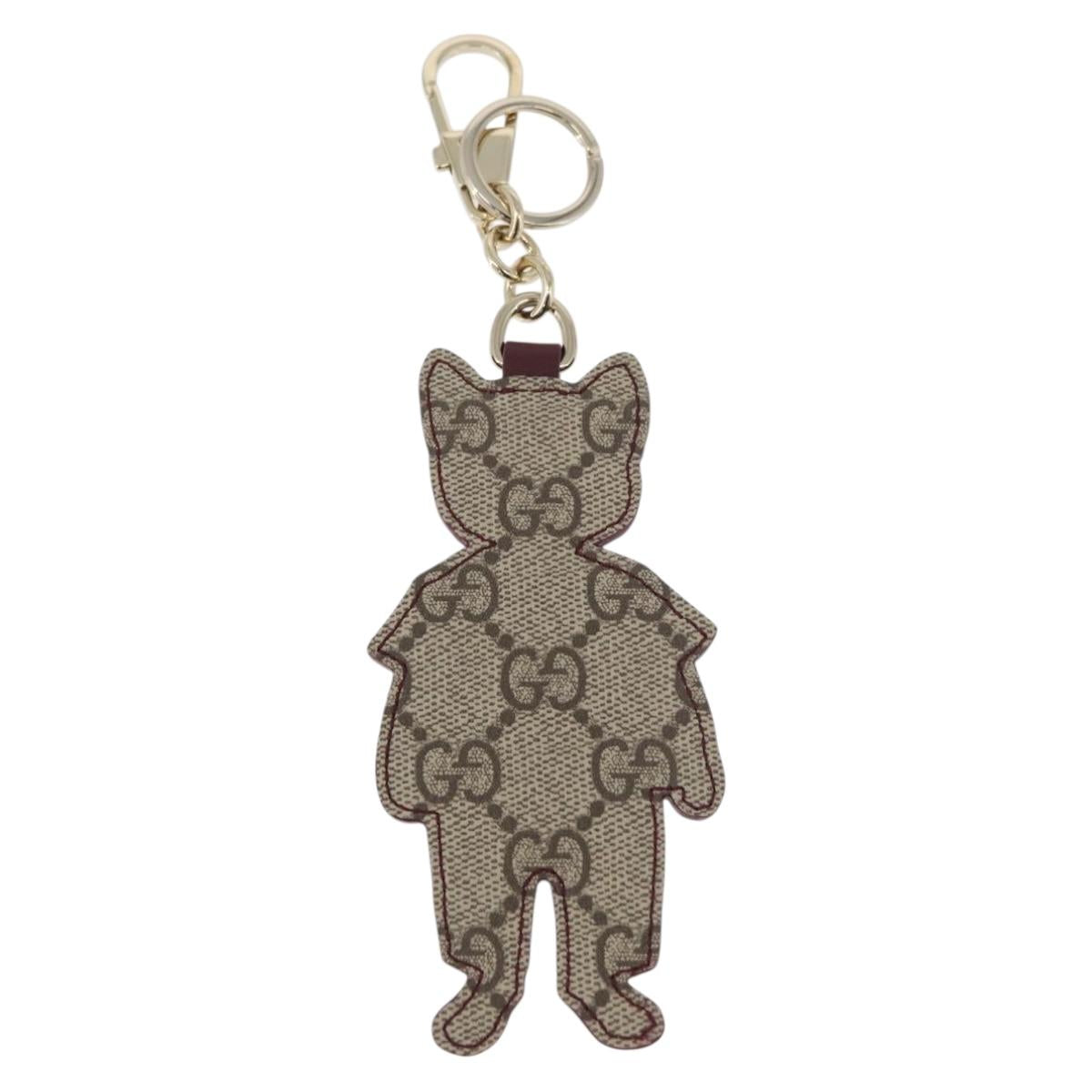 GUCCI GG Supreme Higuchi Yuko Collaboration Charm PVC Beige Gold Auth 179773SM