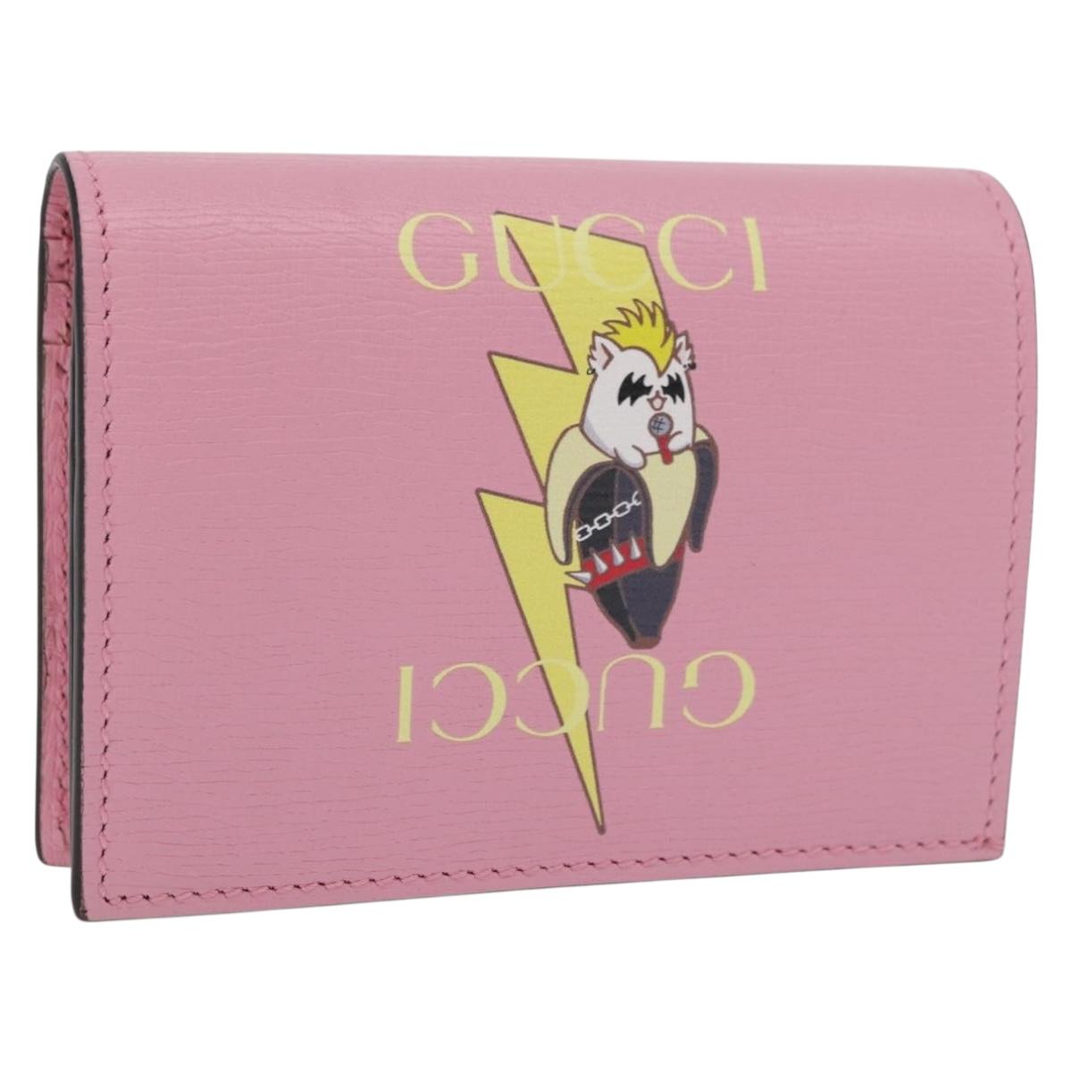 GUCCI Bananya Collaboration Compact Wallet Leather Pink 701009 2067 Auth 179774M