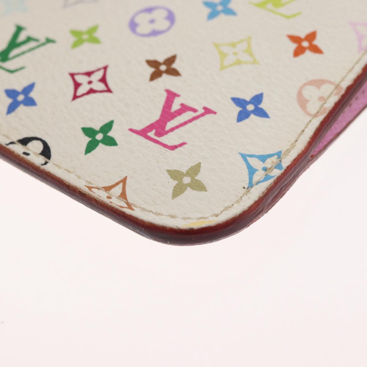 LOUIS VUITTON Multicolor Pochette Cles NM Coin Purse White M93734 LV Auth 179782