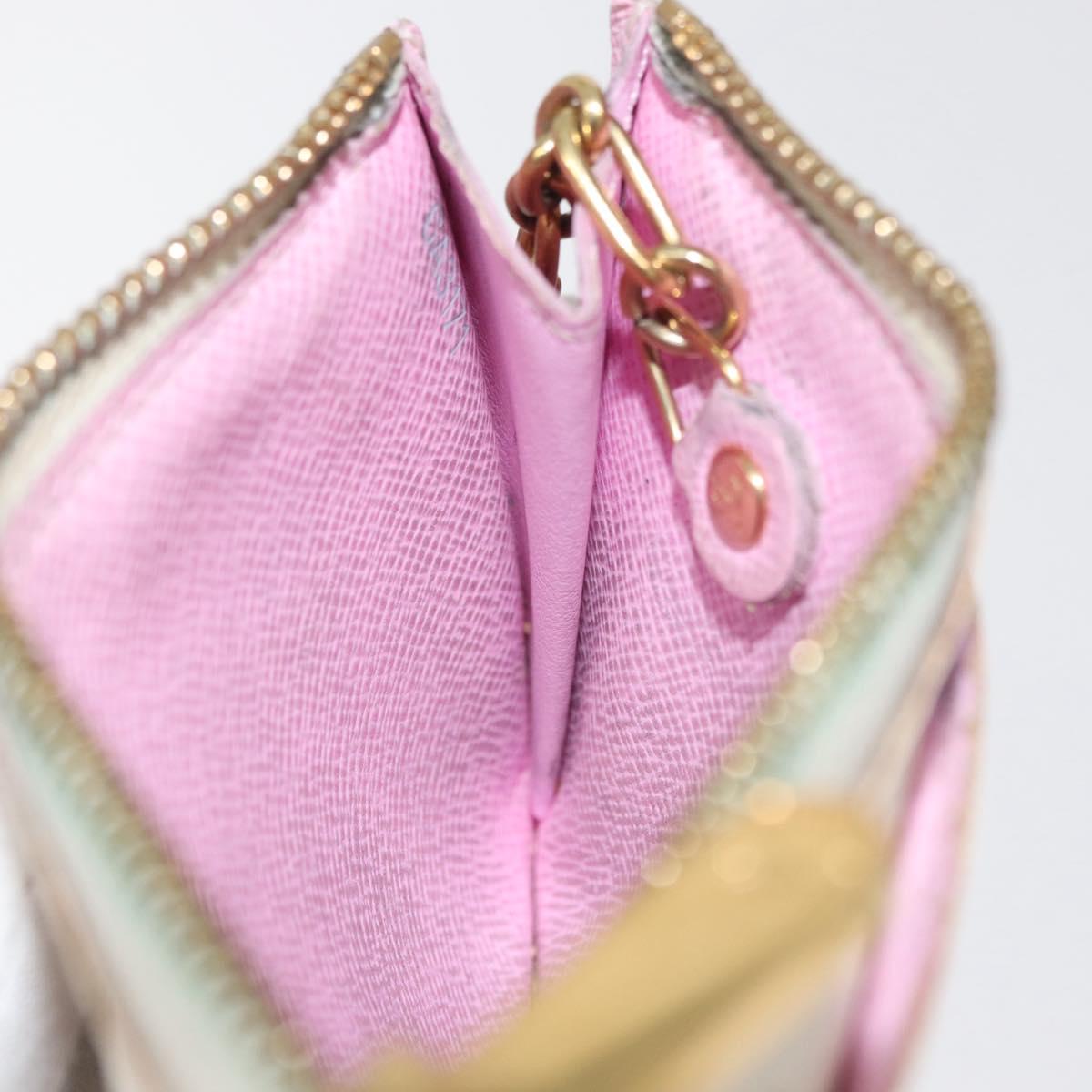 LOUIS VUITTON Multicolor Pochette Cles NM Coin Purse White M93734 LV Auth 179782
