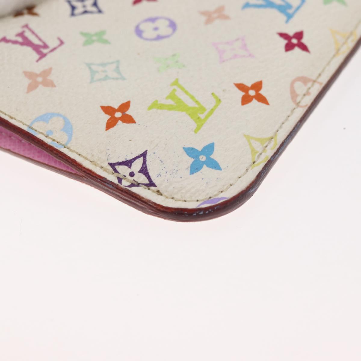 LOUIS VUITTON Multicolor Pochette Cles NM Coin Purse White M93734 LV Auth 179782