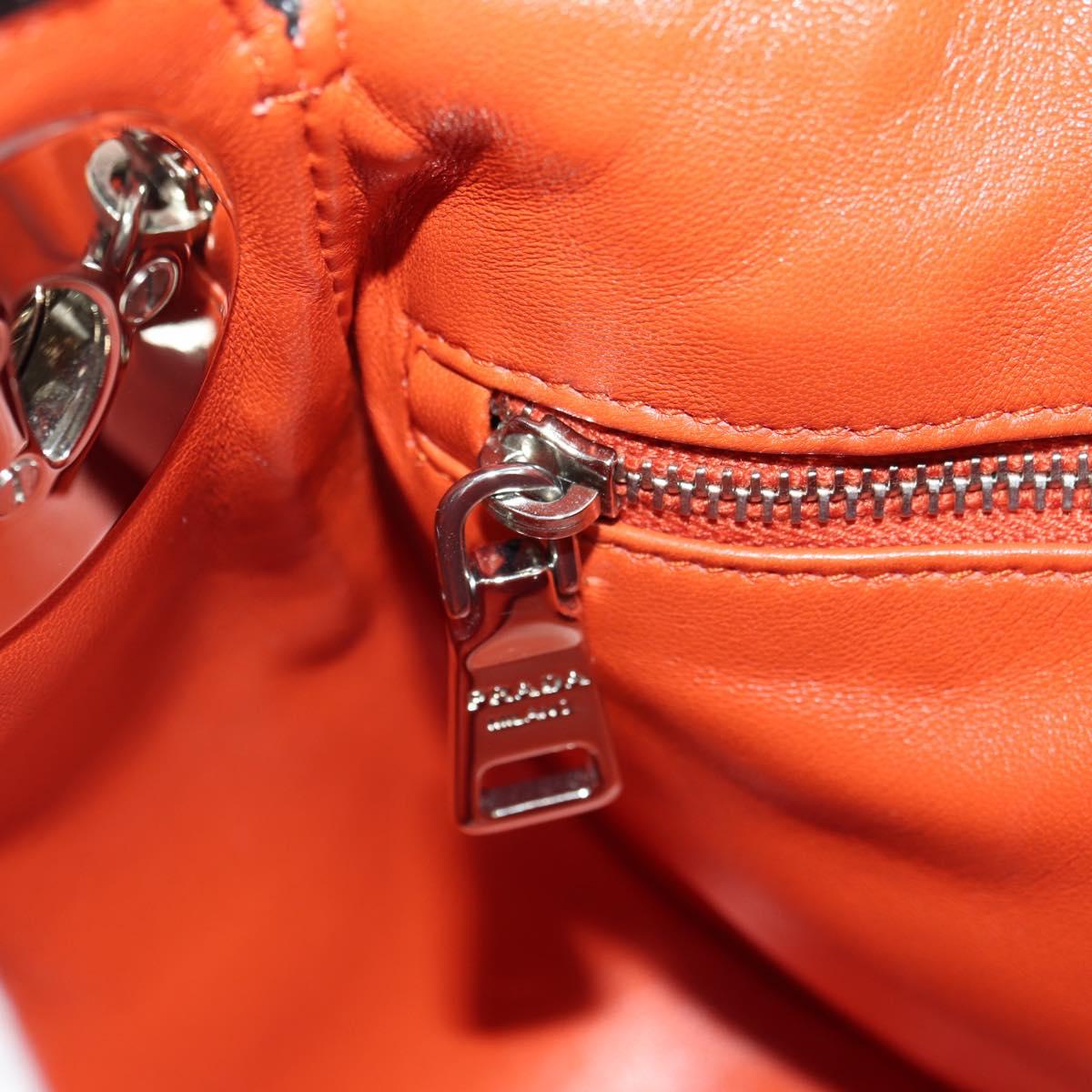 PRADA Sports Chain Shoulder Bag Leather White Silver Auth 179797M