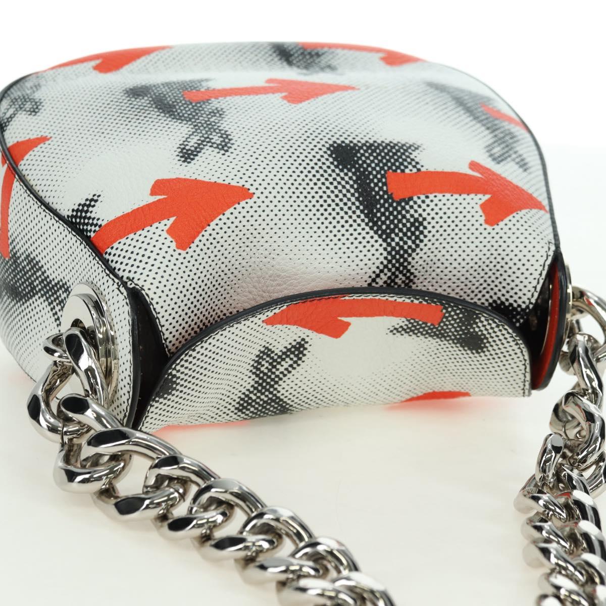 PRADA Sports Chain Shoulder Bag Leather White Silver Auth 179797M