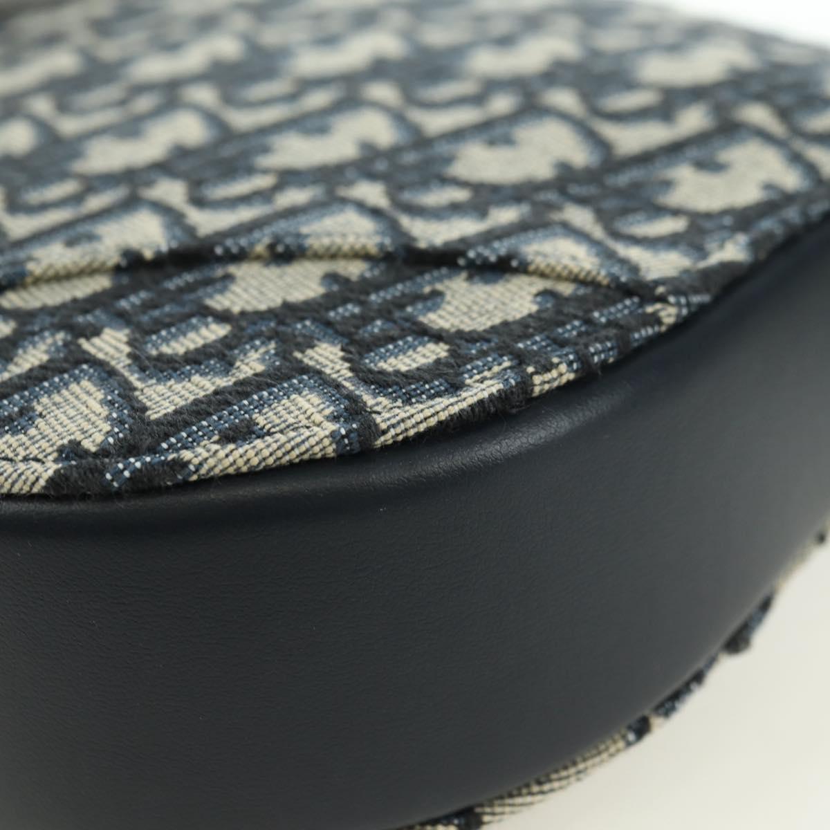 Christian Dior Trotter Canvas Saddle Shoulder Bag Navy Gold Auth 179798SAV