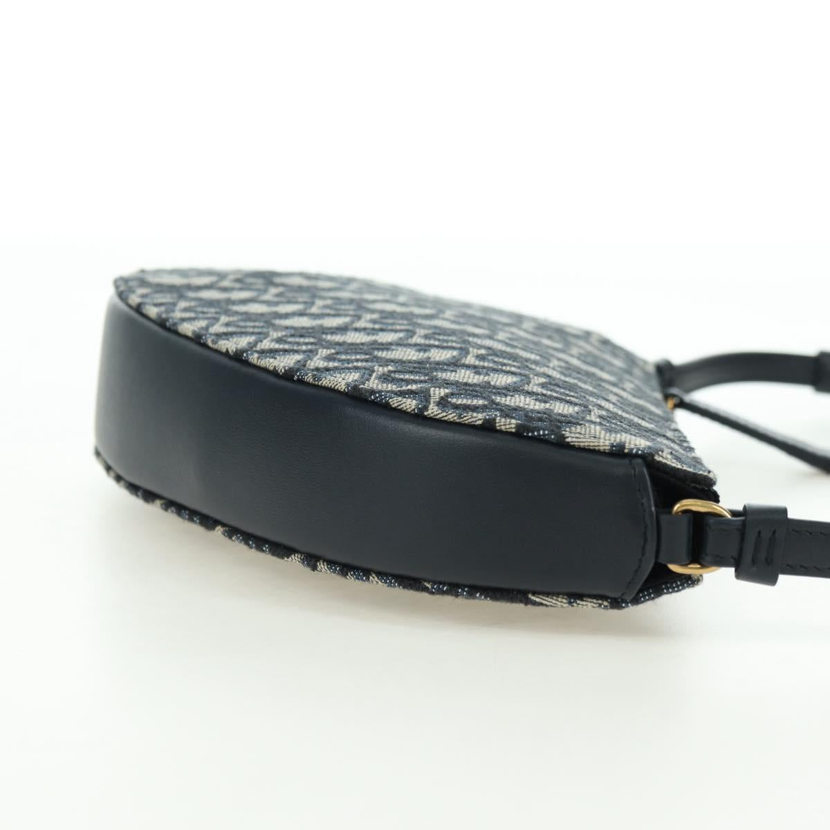 Christian Dior Trotter Canvas Saddle Shoulder Bag Navy Gold Auth 179798SAV