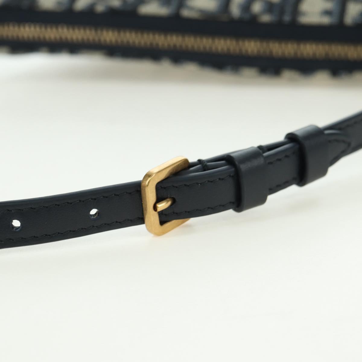 Christian Dior Trotter Canvas Saddle Shoulder Bag Navy Gold Auth 179798SAV