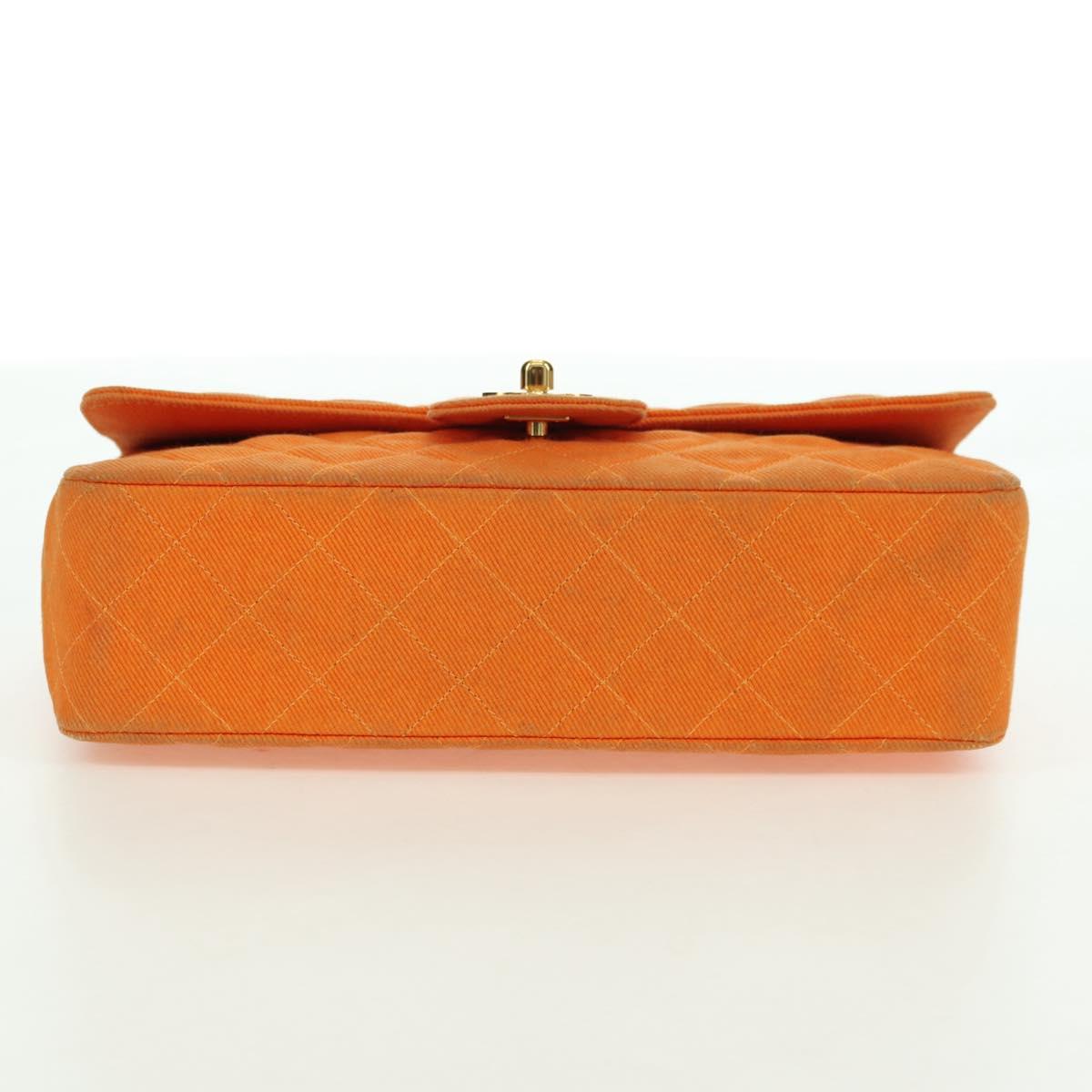 CHANEL Matelasse 25 Chain Shoulder Bag Corduroy Orange Gold CC Auth 179800V