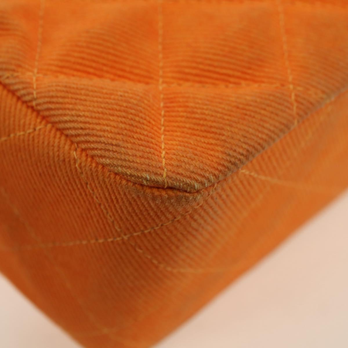 CHANEL Matelasse 25 Chain Shoulder Bag Corduroy Orange Gold CC Auth 179800V