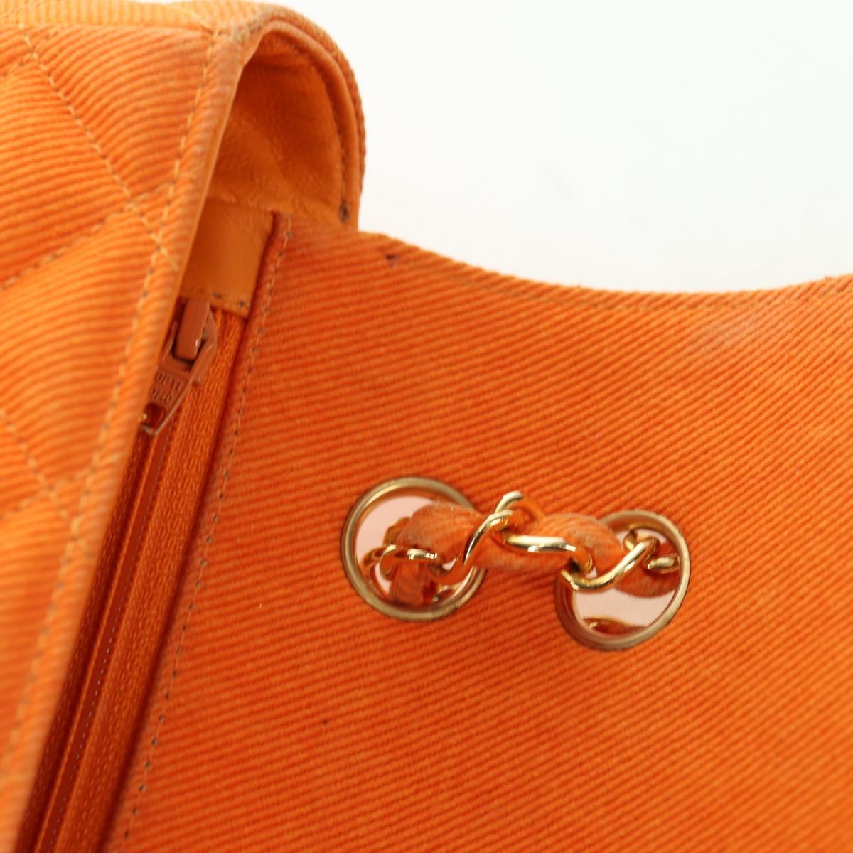 CHANEL Matelasse 25 Chain Shoulder Bag Corduroy Orange Gold CC Auth 179800V