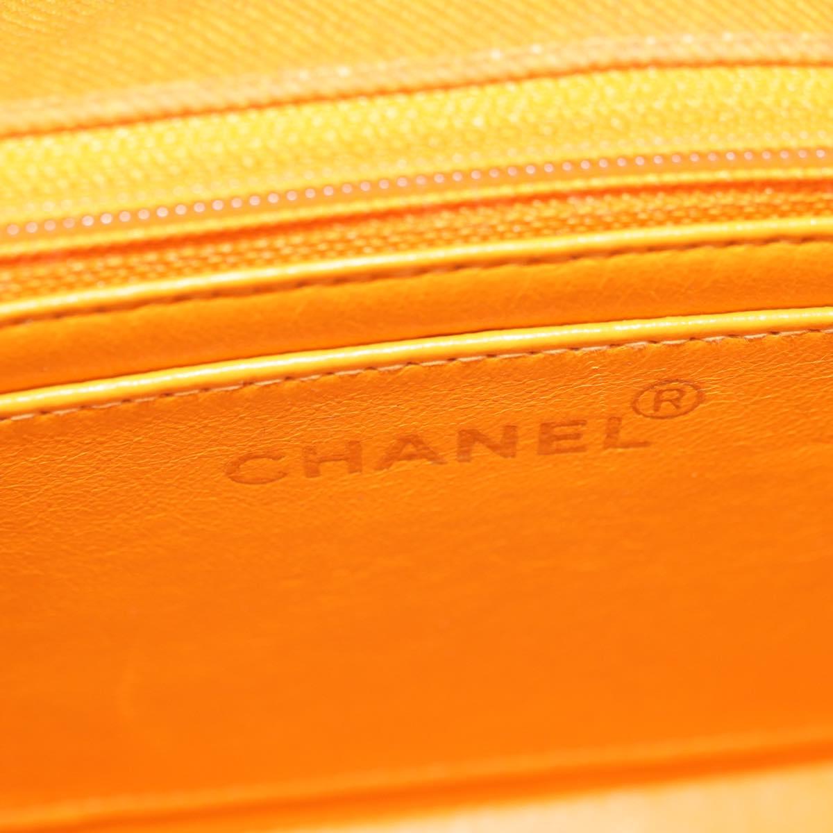 CHANEL Matelasse 25 Chain Shoulder Bag Corduroy Orange Gold CC Auth 179800V