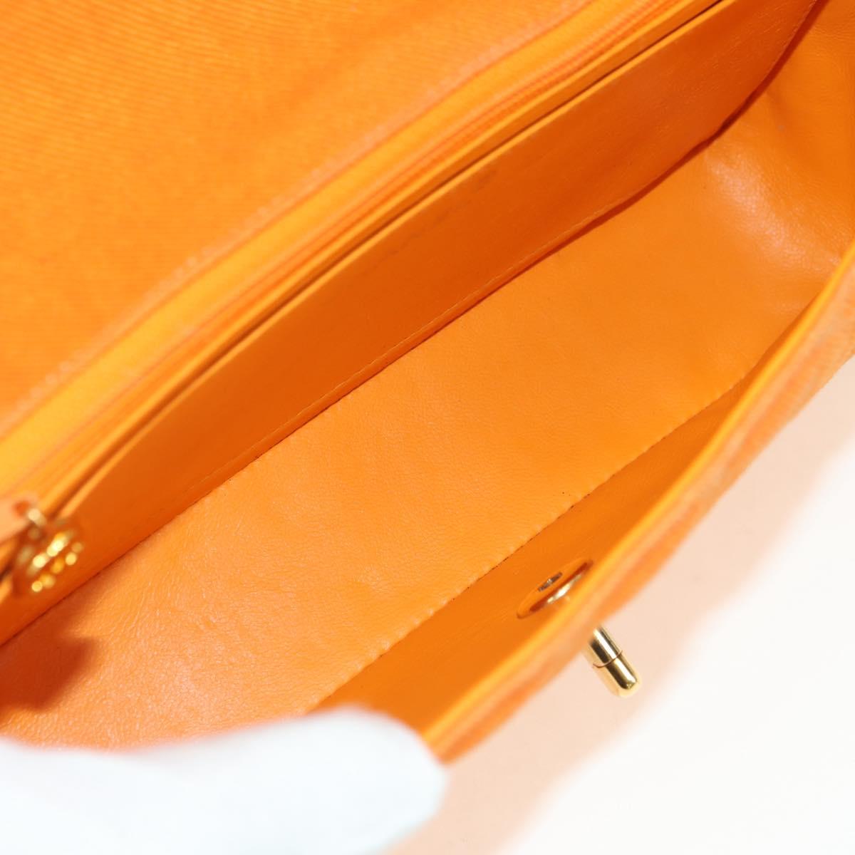 CHANEL Matelasse 25 Chain Shoulder Bag Corduroy Orange Gold CC Auth 179800V