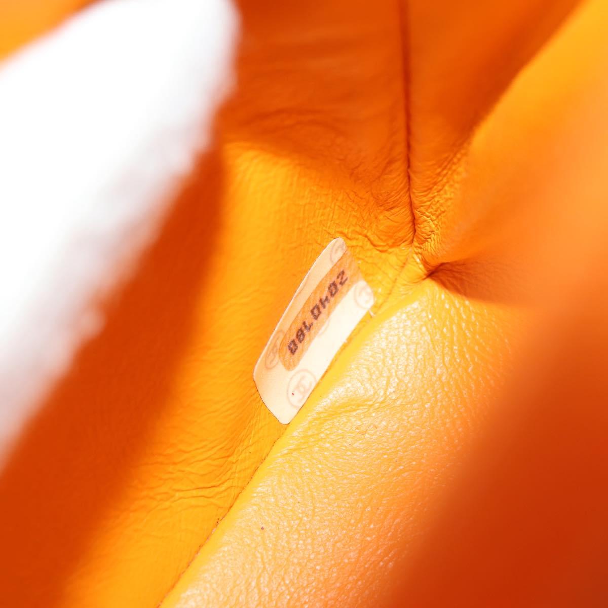 CHANEL Matelasse 25 Chain Shoulder Bag Corduroy Orange Gold CC Auth 179800V