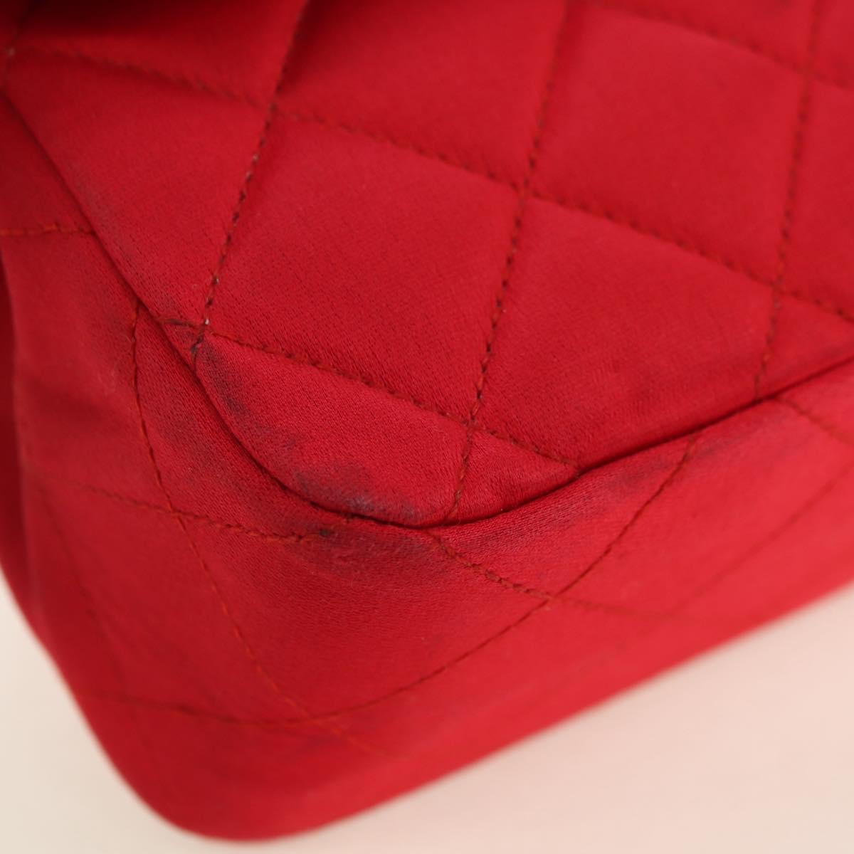 CHANEL Matelasse 23 Chain Shoulder Bag Satin Gold Red CC Auth 179801V