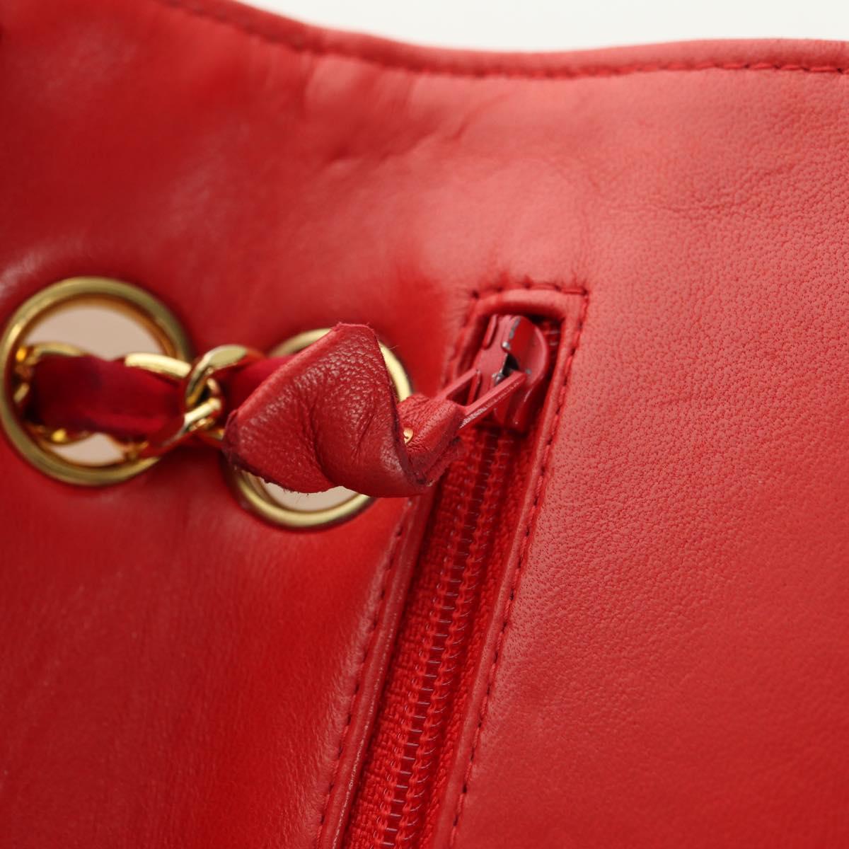 CHANEL Matelasse 23 Chain Shoulder Bag Satin Gold Red CC Auth 179801V