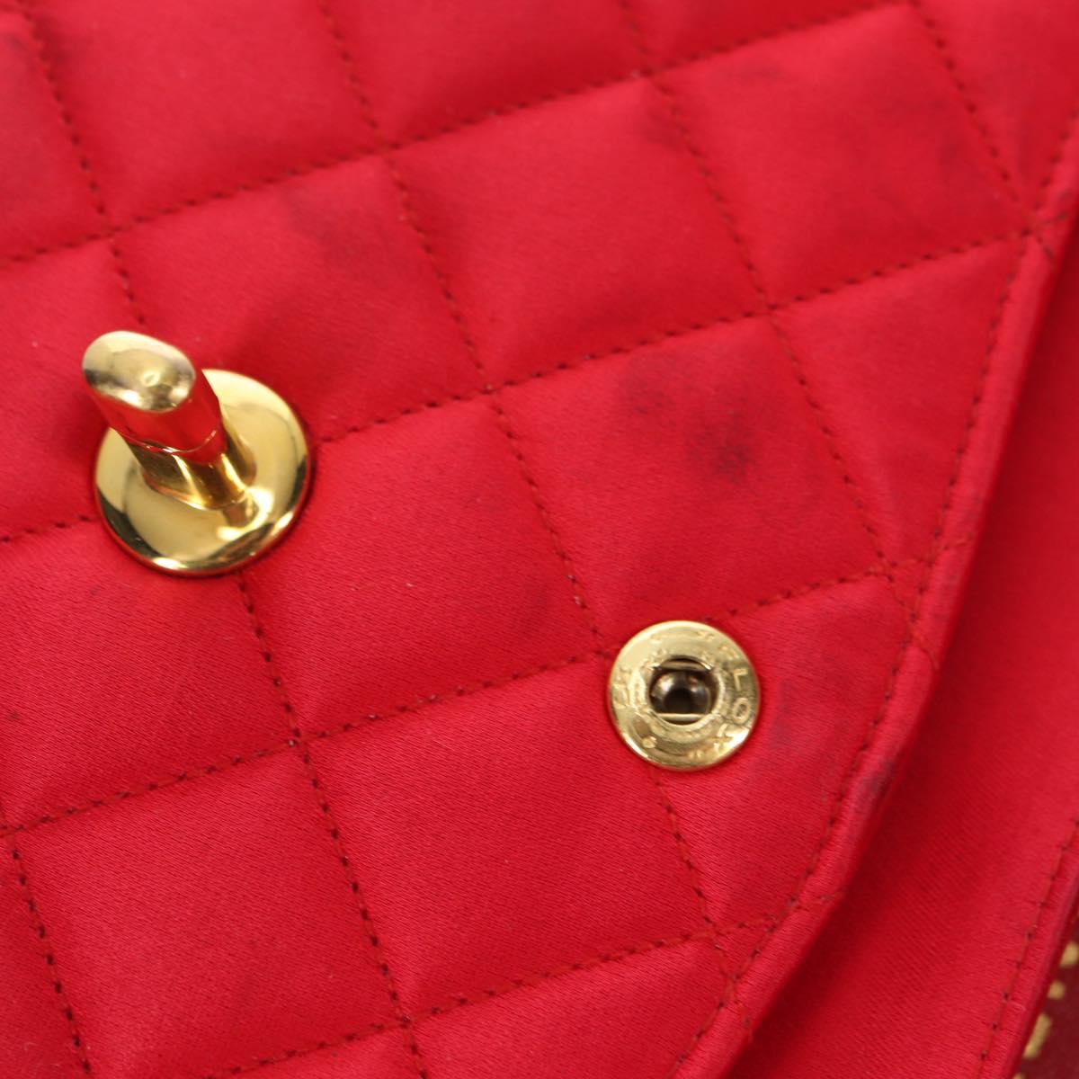 CHANEL Matelasse 23 Chain Shoulder Bag Satin Gold Red CC Auth 179801V