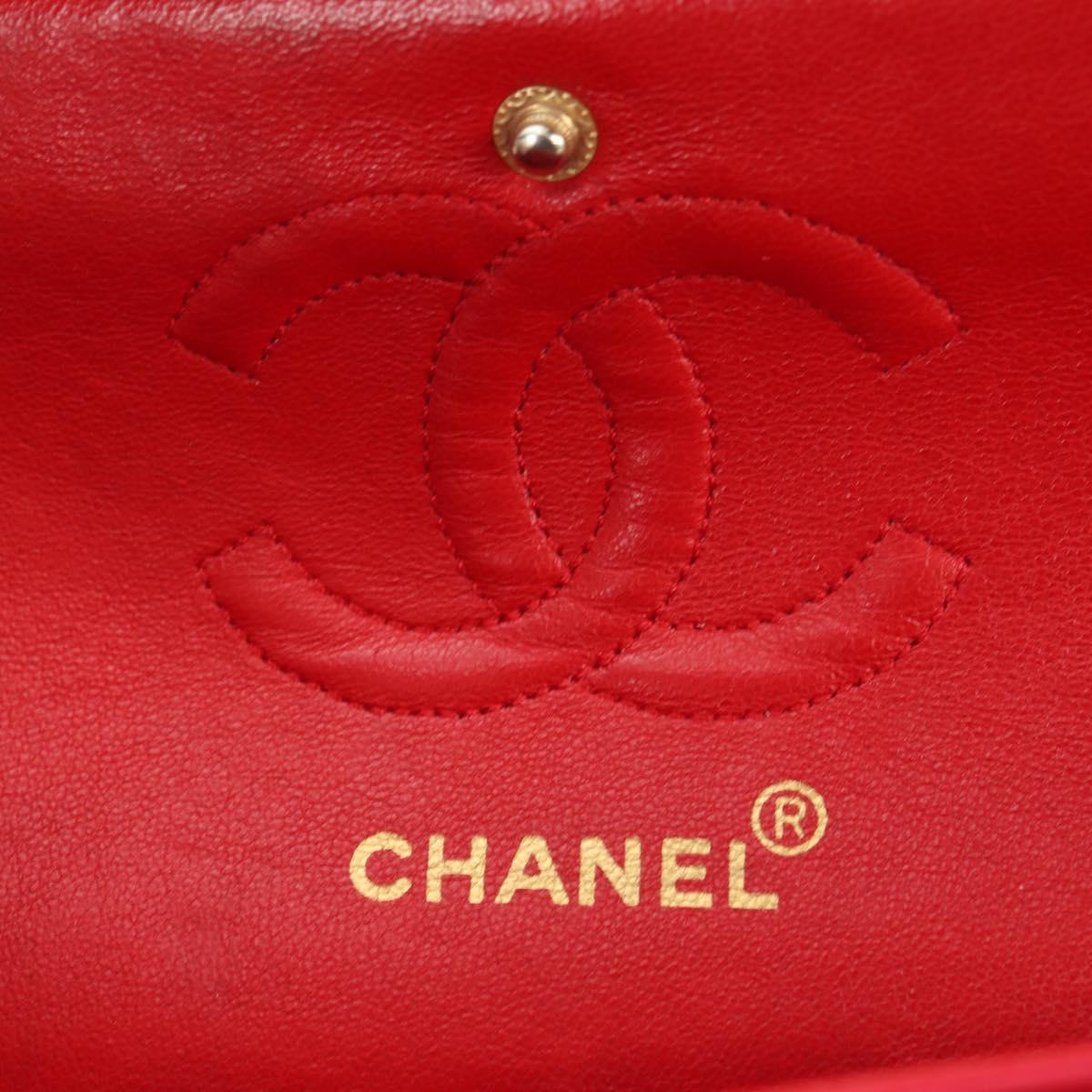 CHANEL Matelasse 23 Chain Shoulder Bag Satin Gold Red CC Auth 179801V