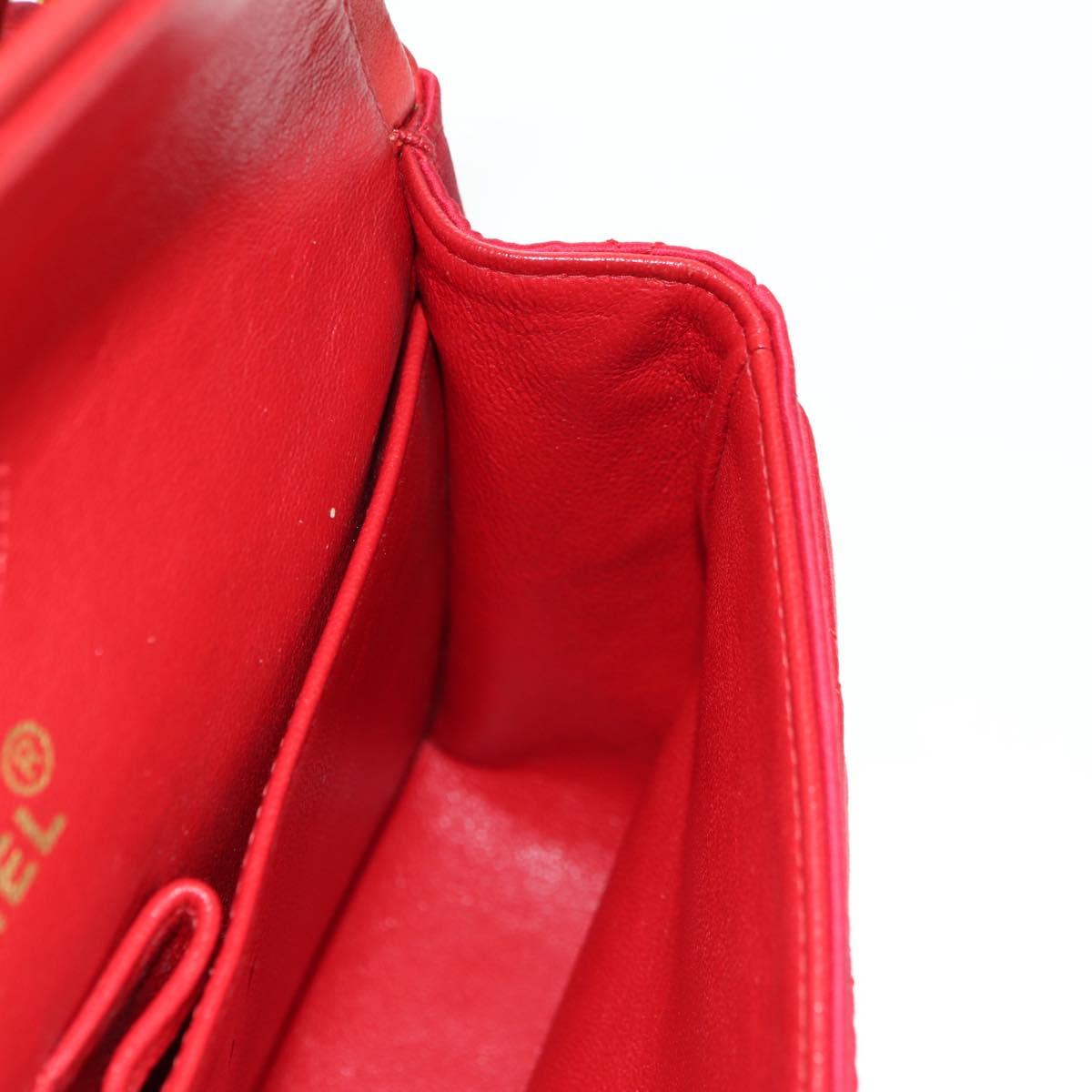 CHANEL Matelasse 23 Chain Shoulder Bag Satin Gold Red CC Auth 179801V