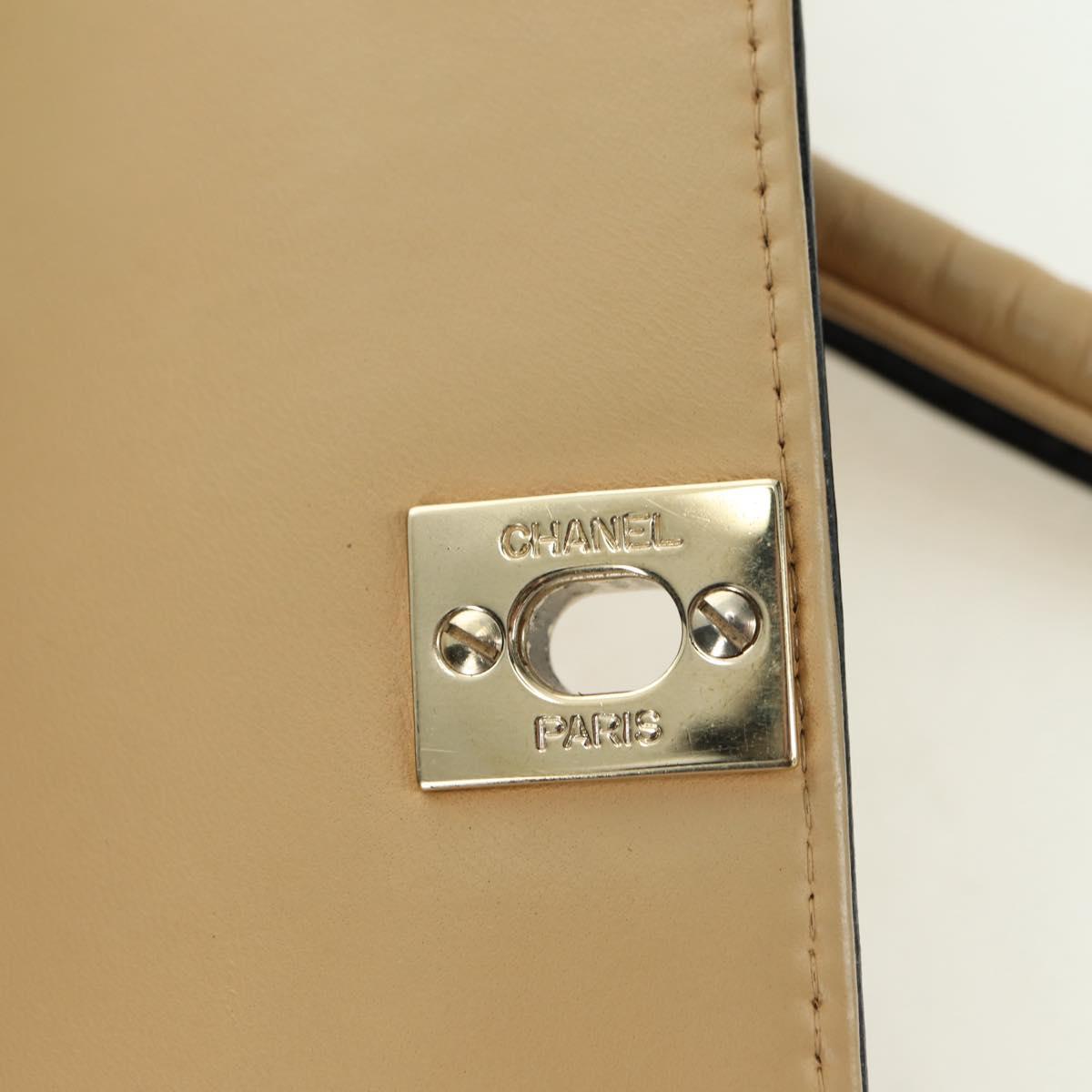 CHANEL Matelasse Shoulder Bag Lamb Skin Beige Gold CC Auth 179802V