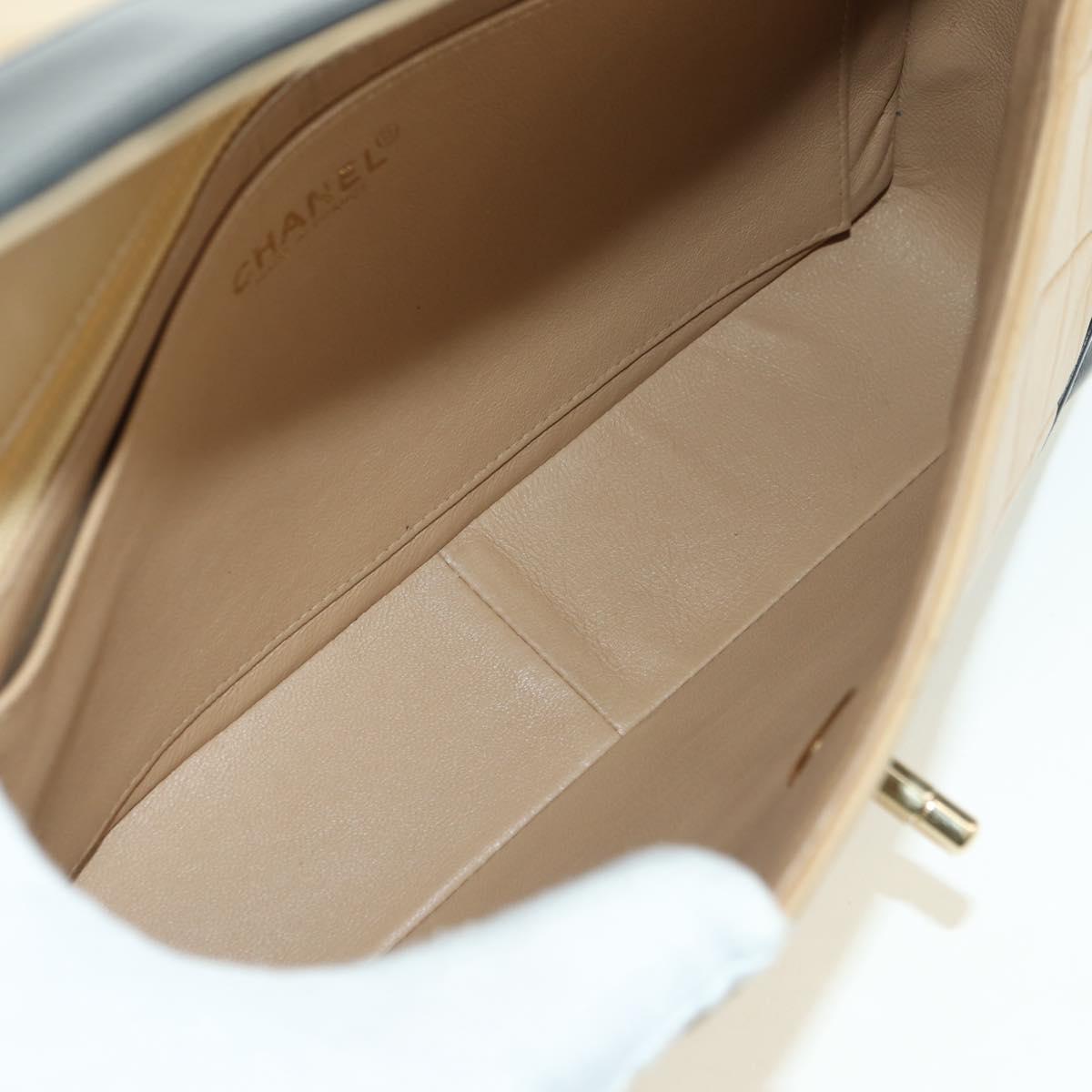 CHANEL Matelasse Shoulder Bag Lamb Skin Beige Gold CC Auth 179802V