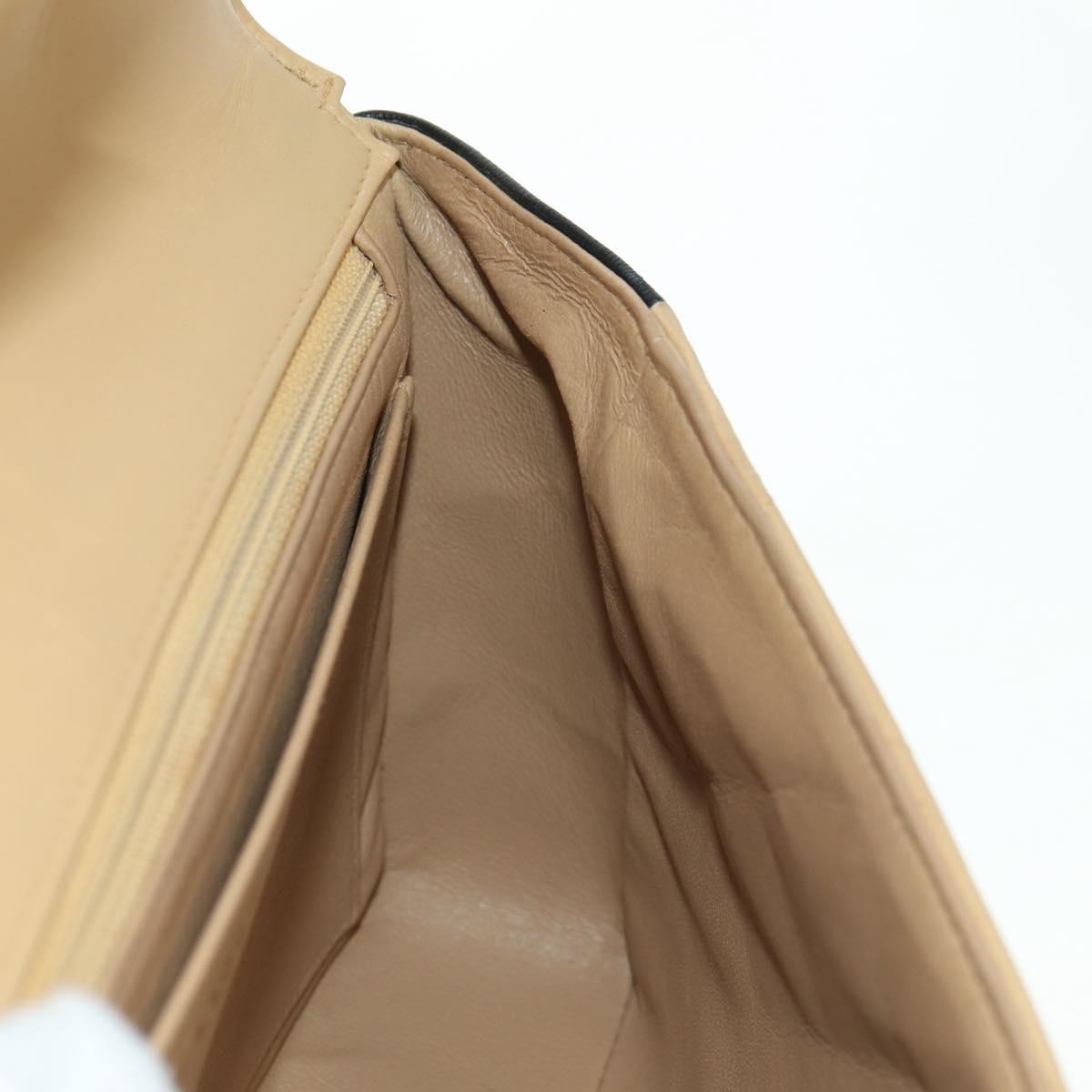 CHANEL Matelasse Shoulder Bag Lamb Skin Beige Gold CC Auth 179802V