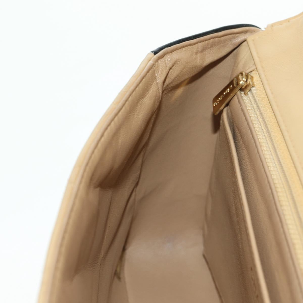 CHANEL Matelasse Shoulder Bag Lamb Skin Beige Gold CC Auth 179802V