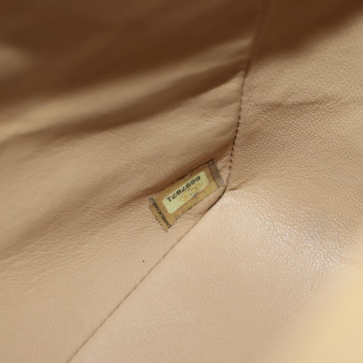 CHANEL Matelasse Shoulder Bag Lamb Skin Beige Gold CC Auth 179802V