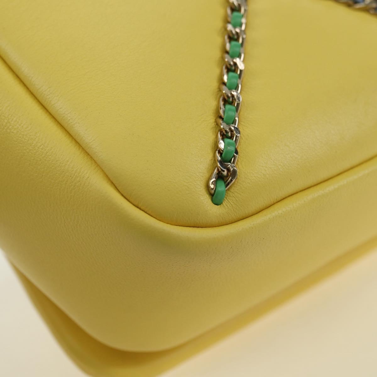 CHANEL Matelasse Chain Shoulder Bag Lamb Skin Yellow Gold CC Auth 179803SAV
