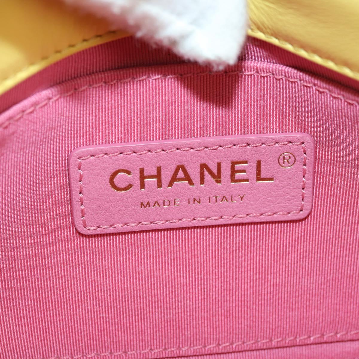 CHANEL Matelasse Chain Shoulder Bag Lamb Skin Yellow Gold CC Auth 179803SAV