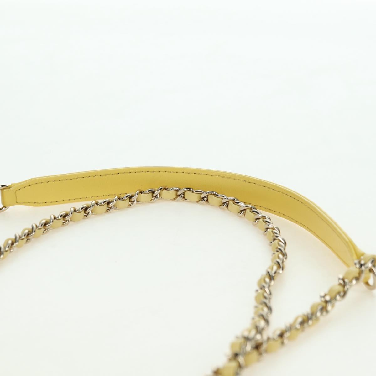 CHANEL Matelasse Chain Shoulder Bag Lamb Skin Yellow Gold CC Auth 179803SAV