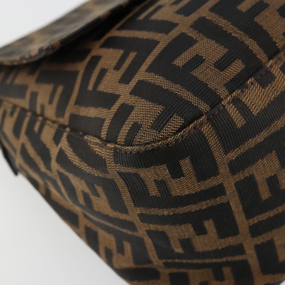 FENDI Zucca Canvas Mamma Baguette Shoulder Bag Black Brown Auth 179826SAV