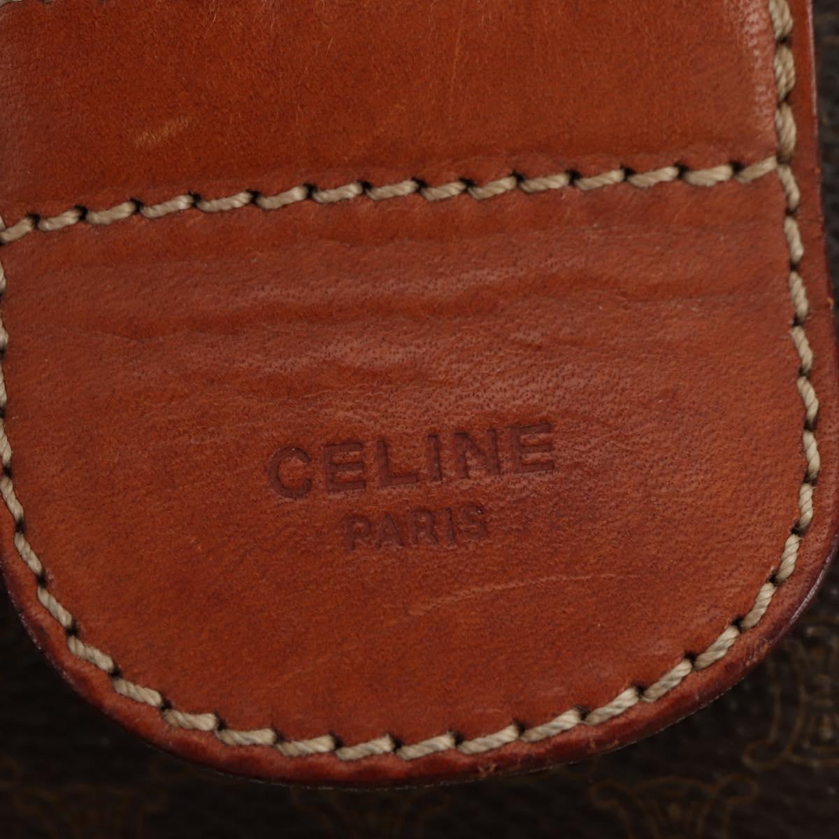 CELINE Macadam Canvas Boston Bag PVC Leather Brown Gold Auth 179832