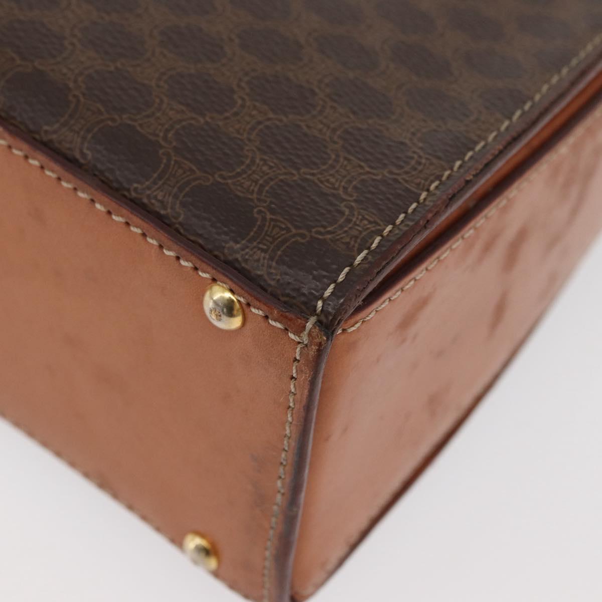 CELINE Macadam Canvas Hand Bag PVC Leather Brown Gold Auth 179840A