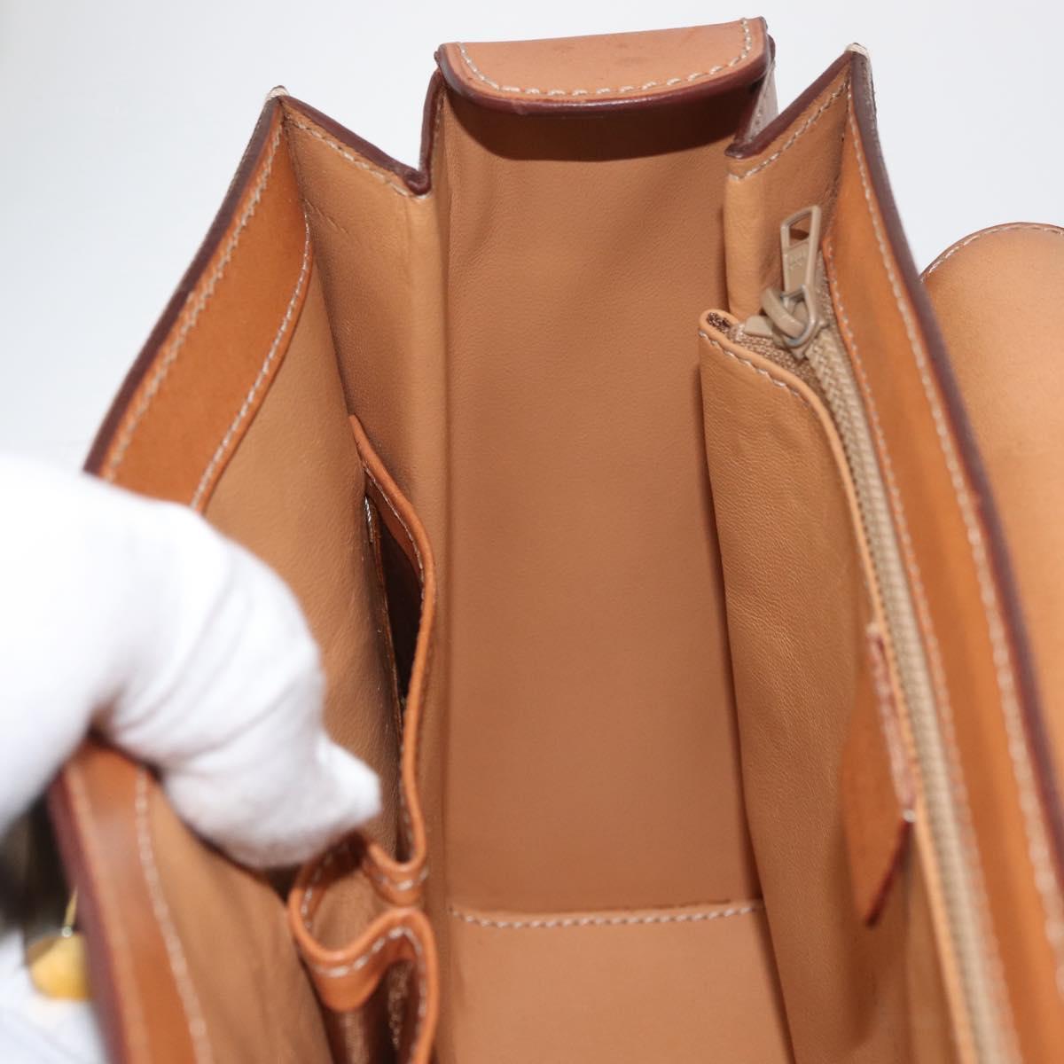 CELINE Macadam Canvas Hand Bag PVC Leather Brown Gold Auth 179840A