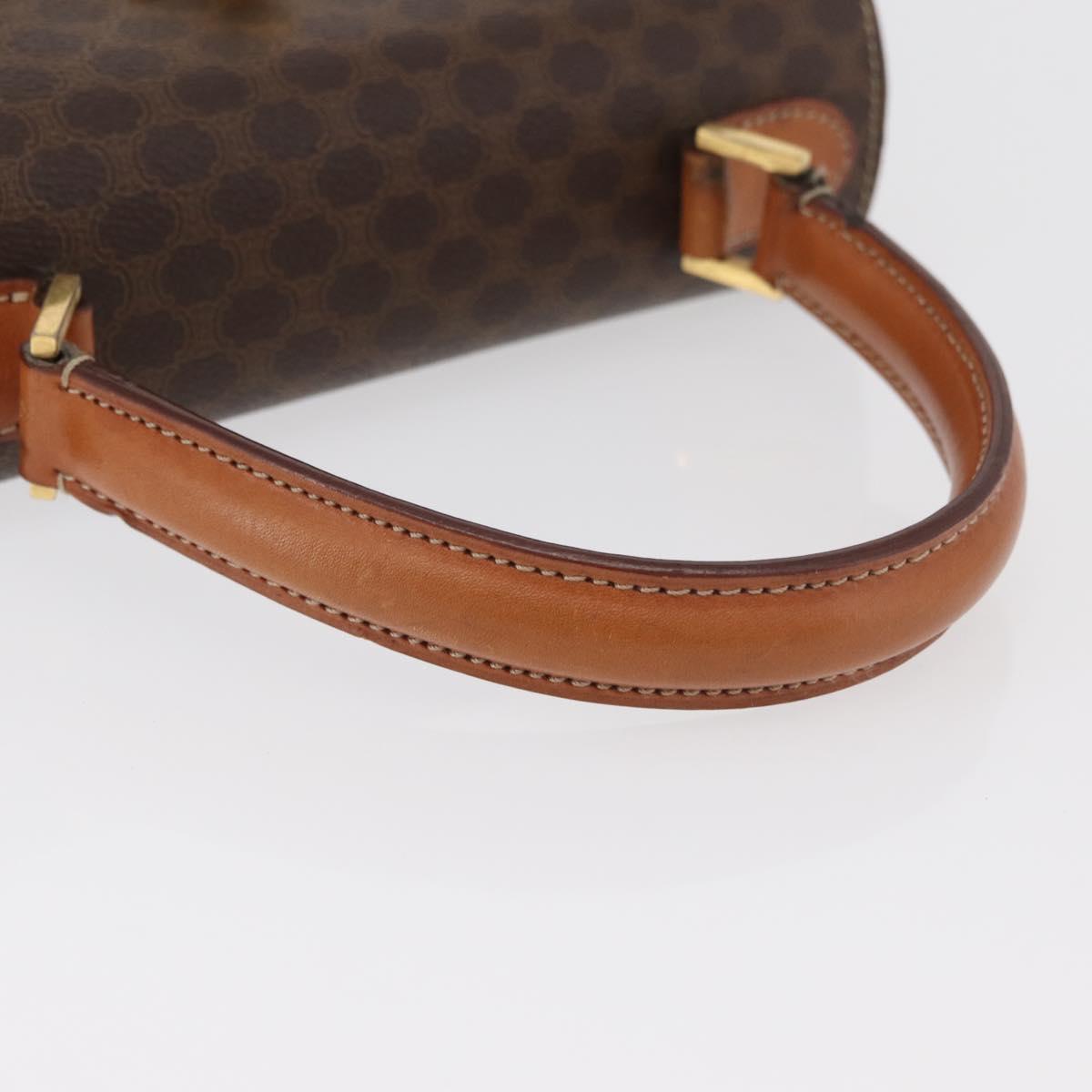 CELINE Macadam Canvas Hand Bag PVC Leather Brown Gold Auth 179840A