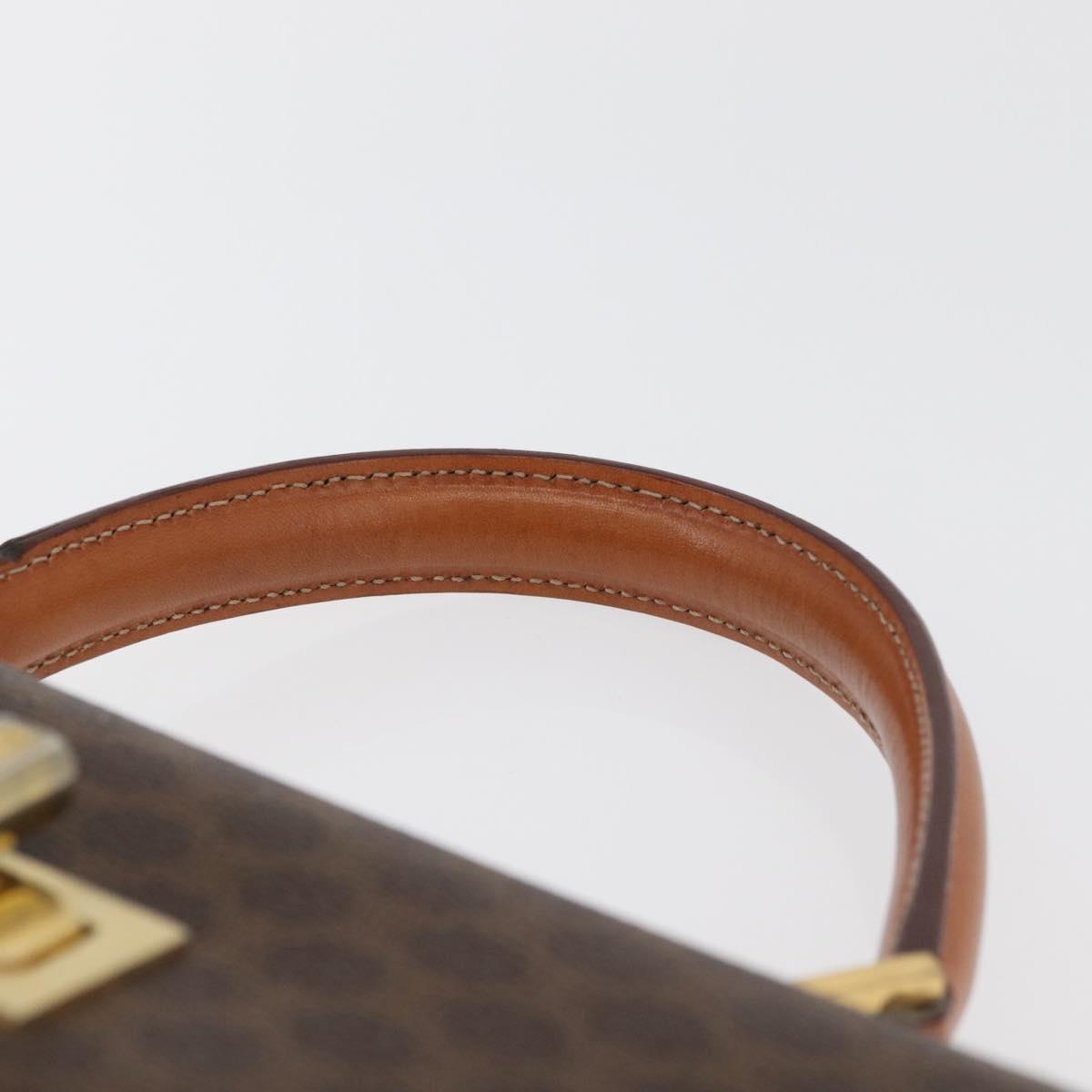 CELINE Macadam Canvas Hand Bag PVC Leather Brown Gold Auth 179840A