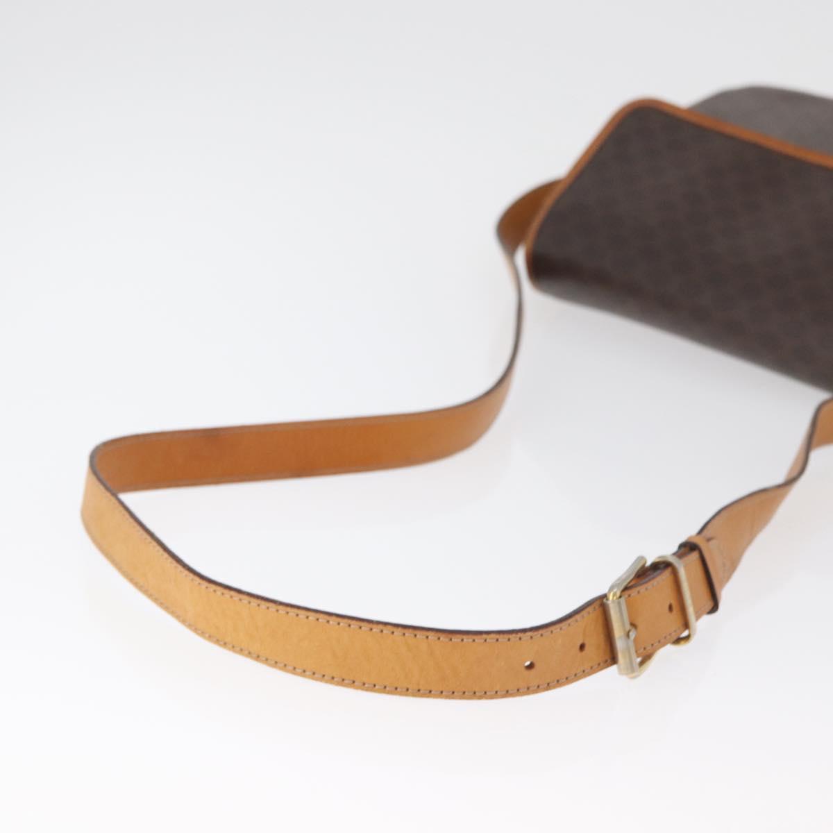 CELINE Macadam Canvas Shoulder Bag PVC Leather Brown Gold Auth 179841