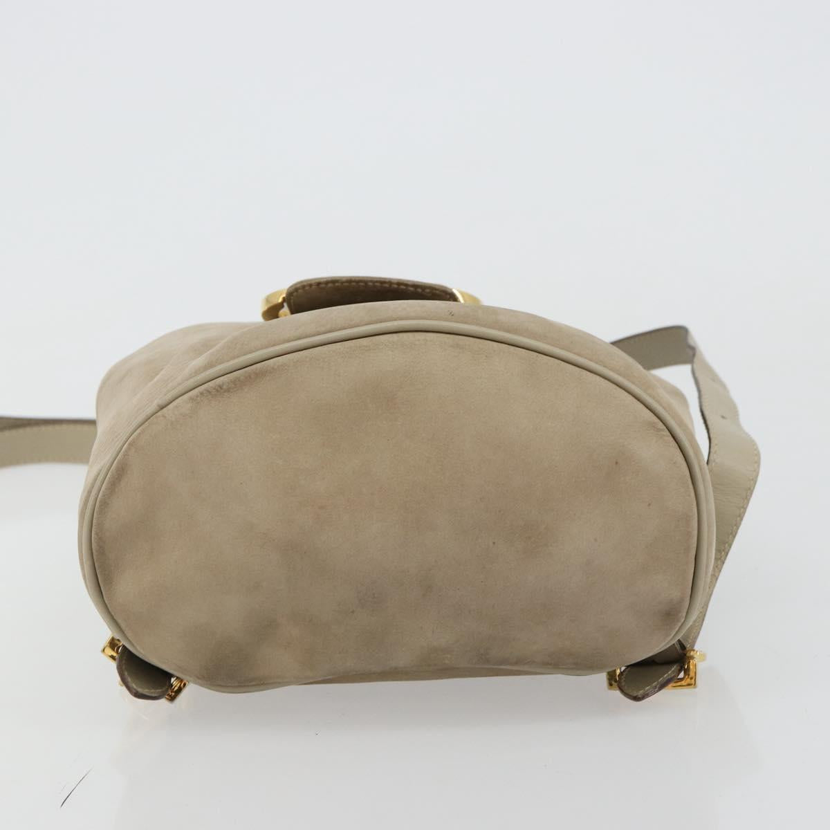 Salvatore Ferragamo Gancini Backpack Suede Gray Gold Auth 179844
