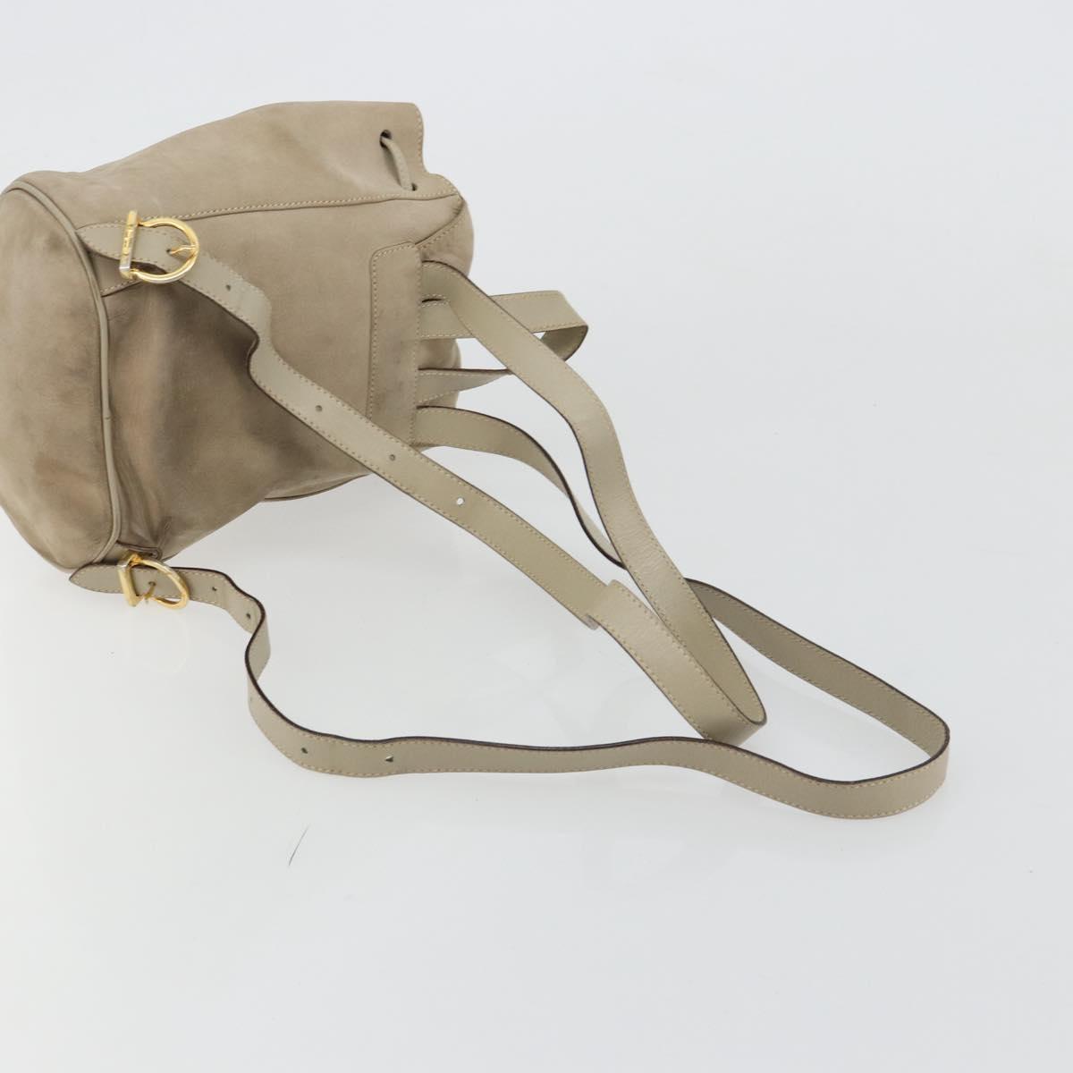 Salvatore Ferragamo Gancini Backpack Suede Gray Gold Auth 179844