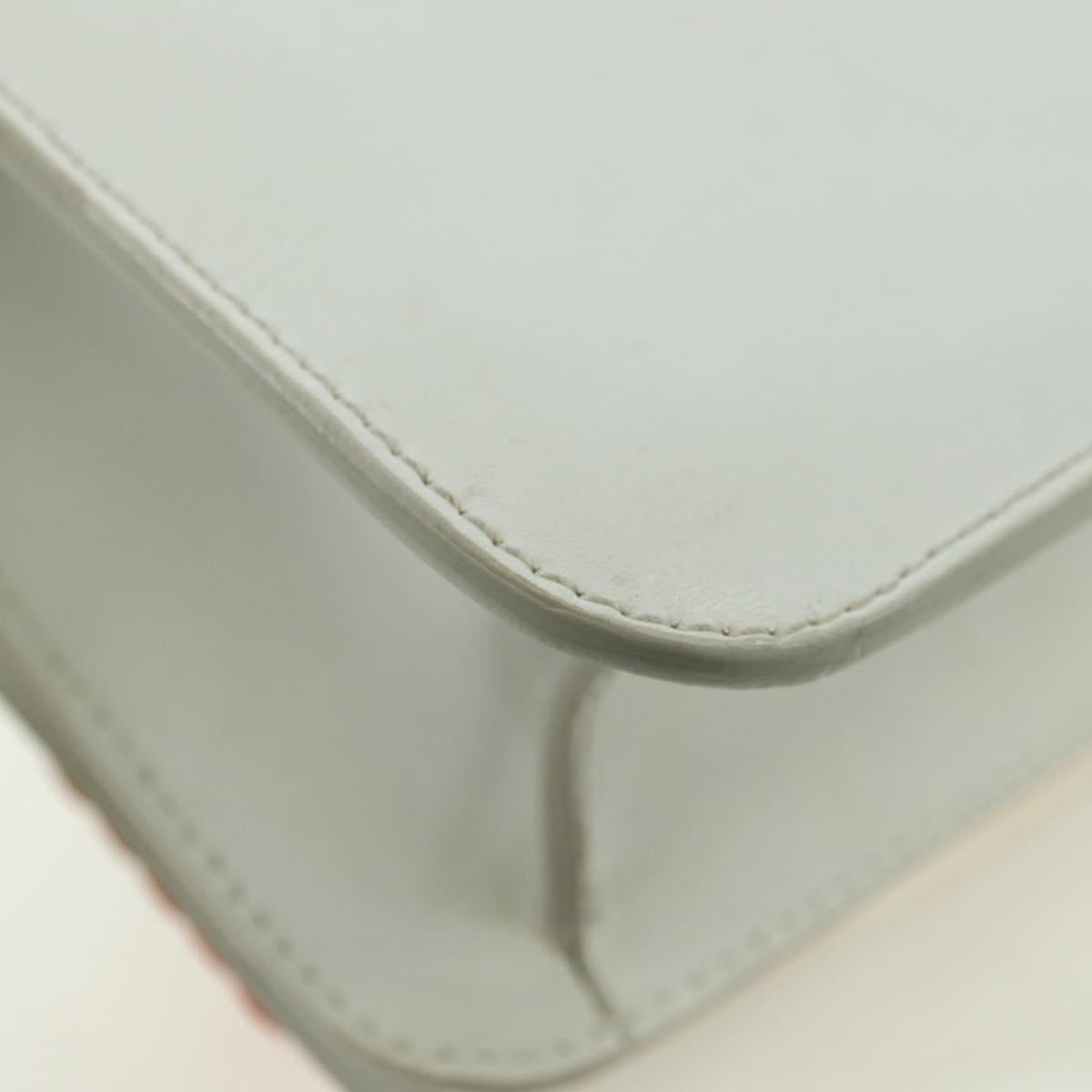 Salvatore Ferragamo Chain Vala Shoulder Bag Leather White Gold Auth 179845A