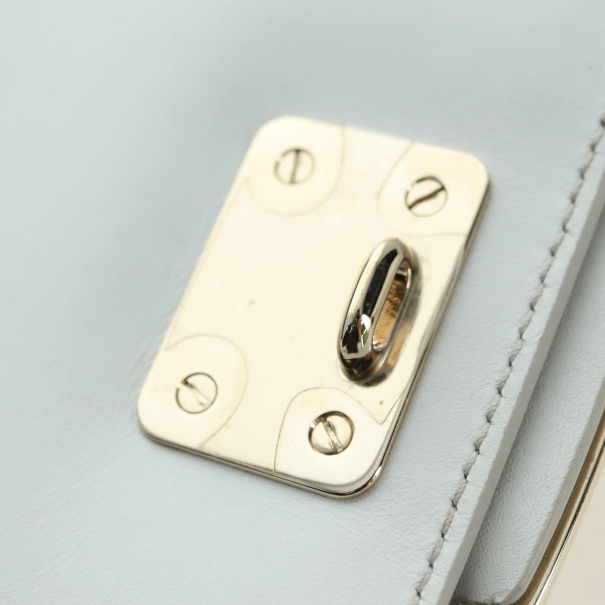 Salvatore Ferragamo Chain Vala Shoulder Bag Leather White Gold Auth 179845A