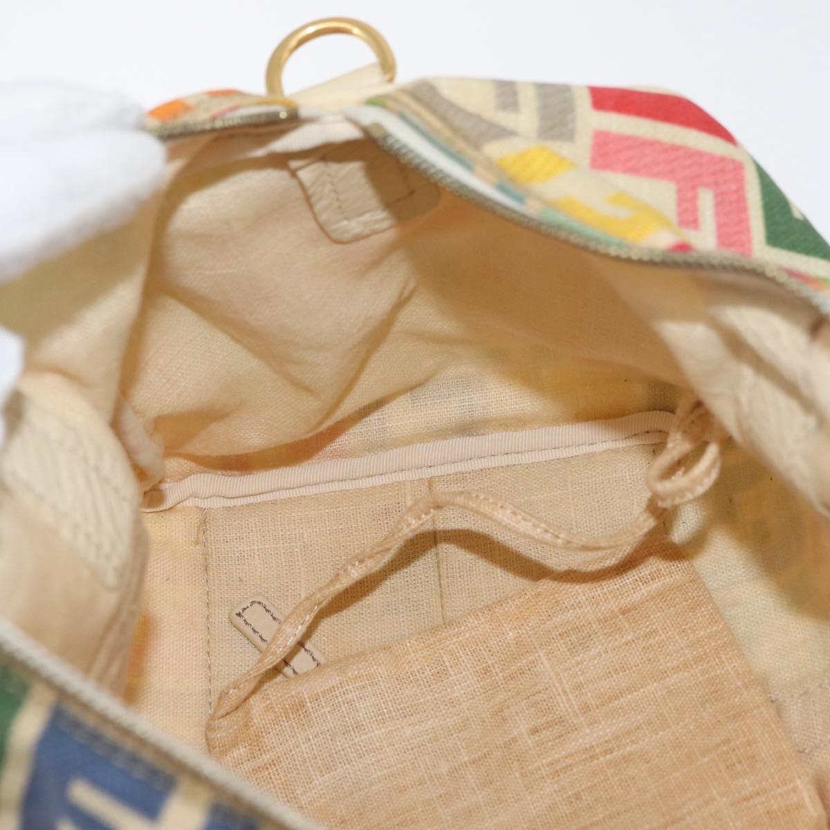 FENDI Zucca Canvas Celeria Boston Bag Multicolor Gold Auth 179846A